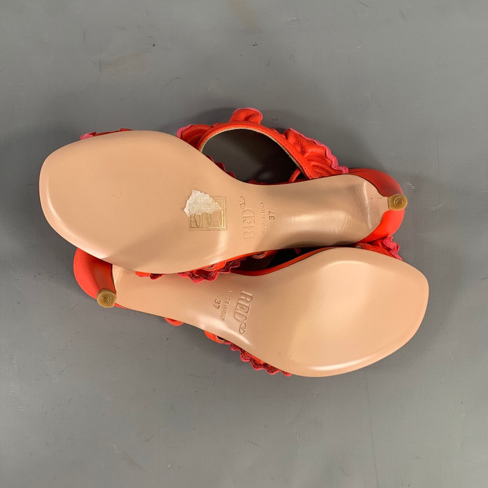 RED Valentino RED VALENTINO Size 7 Orange Pink Ruffled Strappy Sandals Size US 7 / IT 37 - 6 Thumbnail
