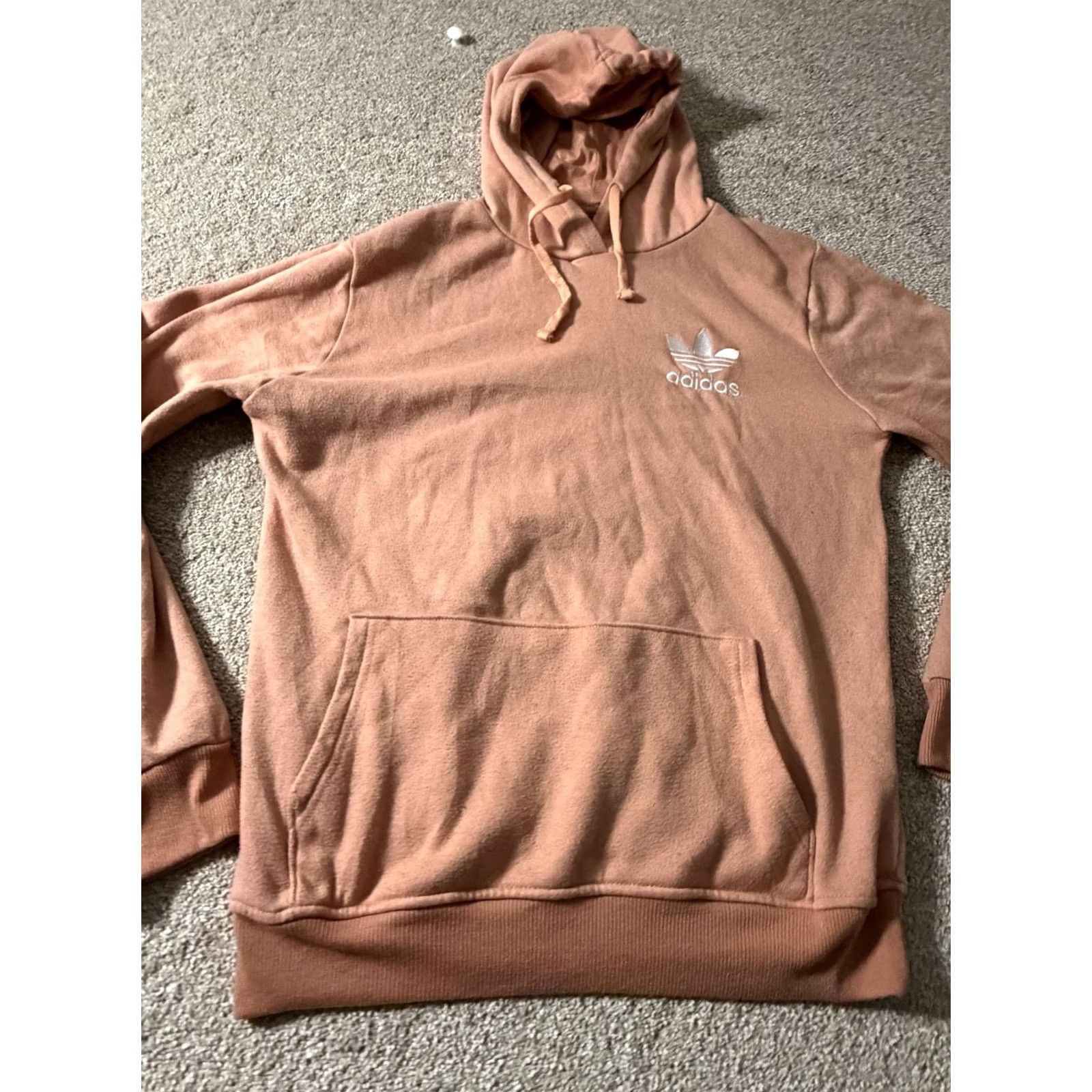 Adidas Adidas Originals Hoodie Mens Small Pink Trefoil Fleece Pullover Logo Sweatshirt Size US S / EU 44-46 / 1 - 3 Thumbnail
