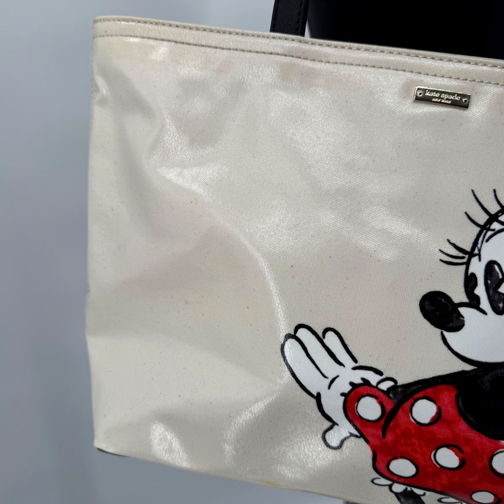 Vintage kate spade new york x Disney Minnie Mouse Tote Bag Cream Coated Canvas Black Straps Tote Womens Medium Pattern Solid Bag Accessories Size M / US 6-8 / IT 42-44 - 5 Thumbnail