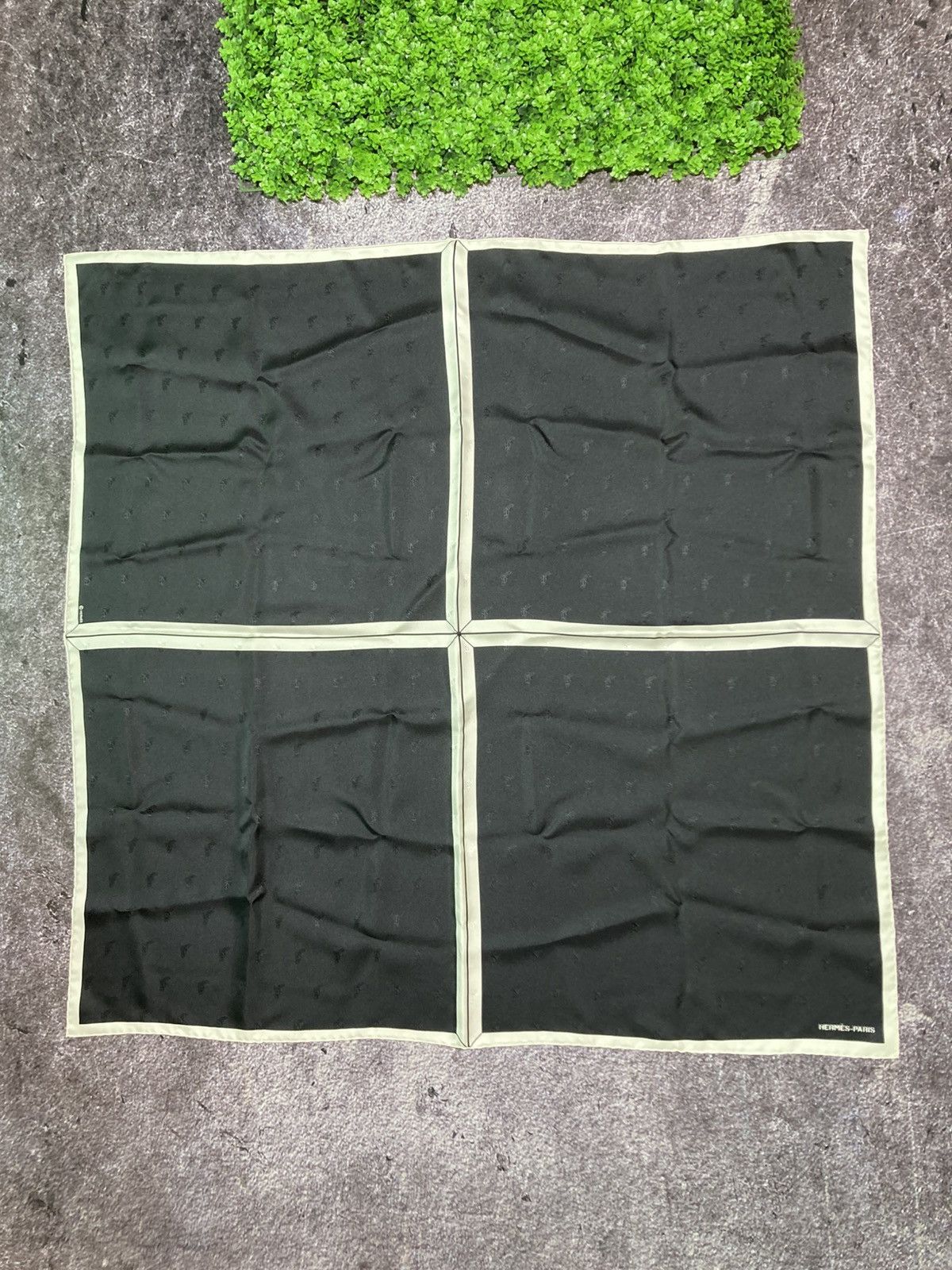 Hermes Hermes Paris Scarf 100% Silk Jacquard Logo Black France Size ONE SIZE - 1 Thumbnail