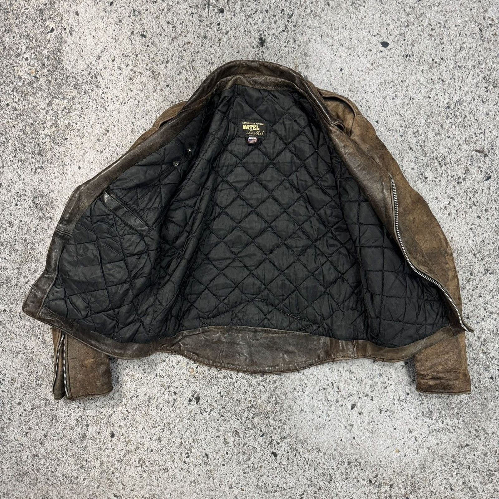 Vintage 90s Aged Faded Leather Motorcycle Jacket ERD Grunge Biker Size US L / EU 52-54 / 3 - 11 Thumbnail