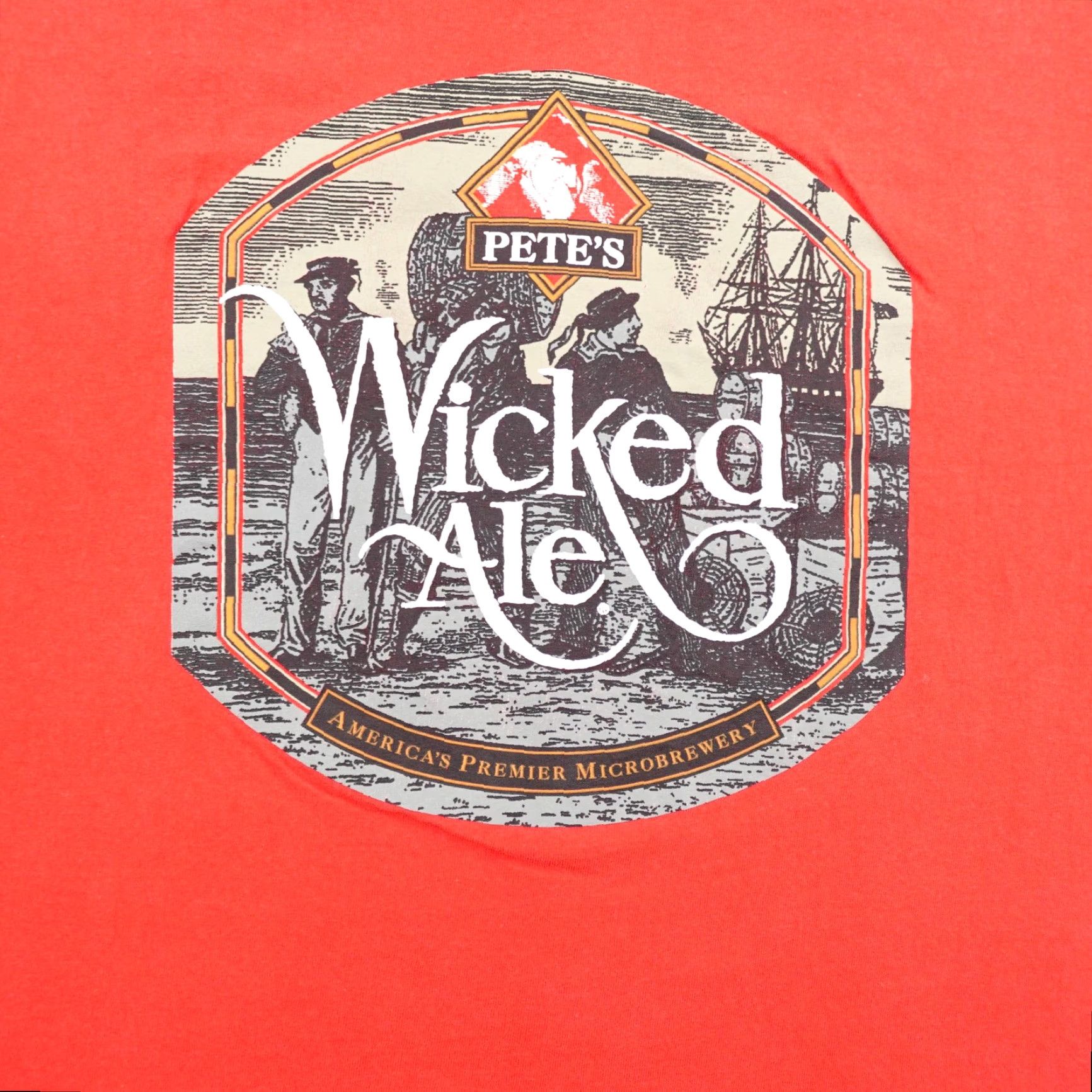 Hanes VINTAGE Petes Wicked Ale Shirt Mens XL Beer 90s Graphic Print Crew Neck Short Sleeve Cotton Heavyweight Preshrunk Red N/A? Size US XL / EU 56 / 4 - 2 Thumbnail