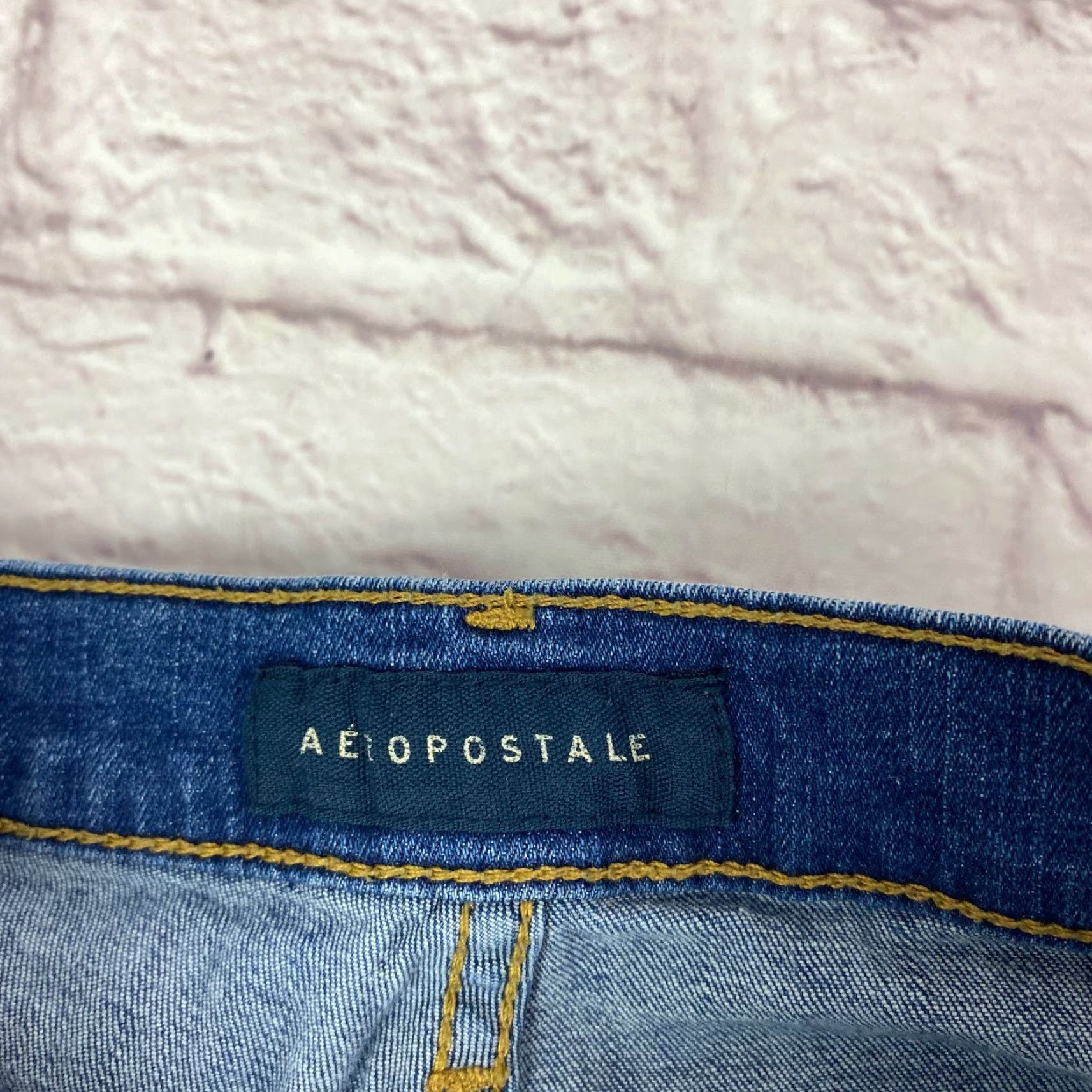Vintage Aéropostale Womens Skinny Jeans Size 6 Blue Low Rise Distressed Stretch Jeans Size 28" / US 6 / IT 42 - 4 Thumbnail