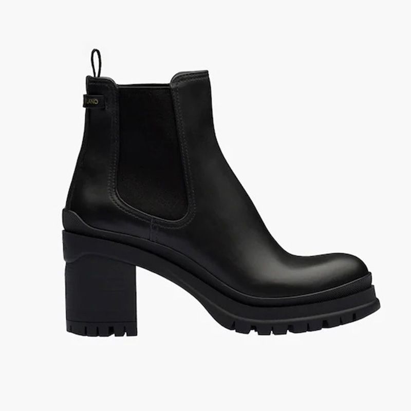 image of Prada Os11X0124 Leather Booties In Black, Women's (Size 7)