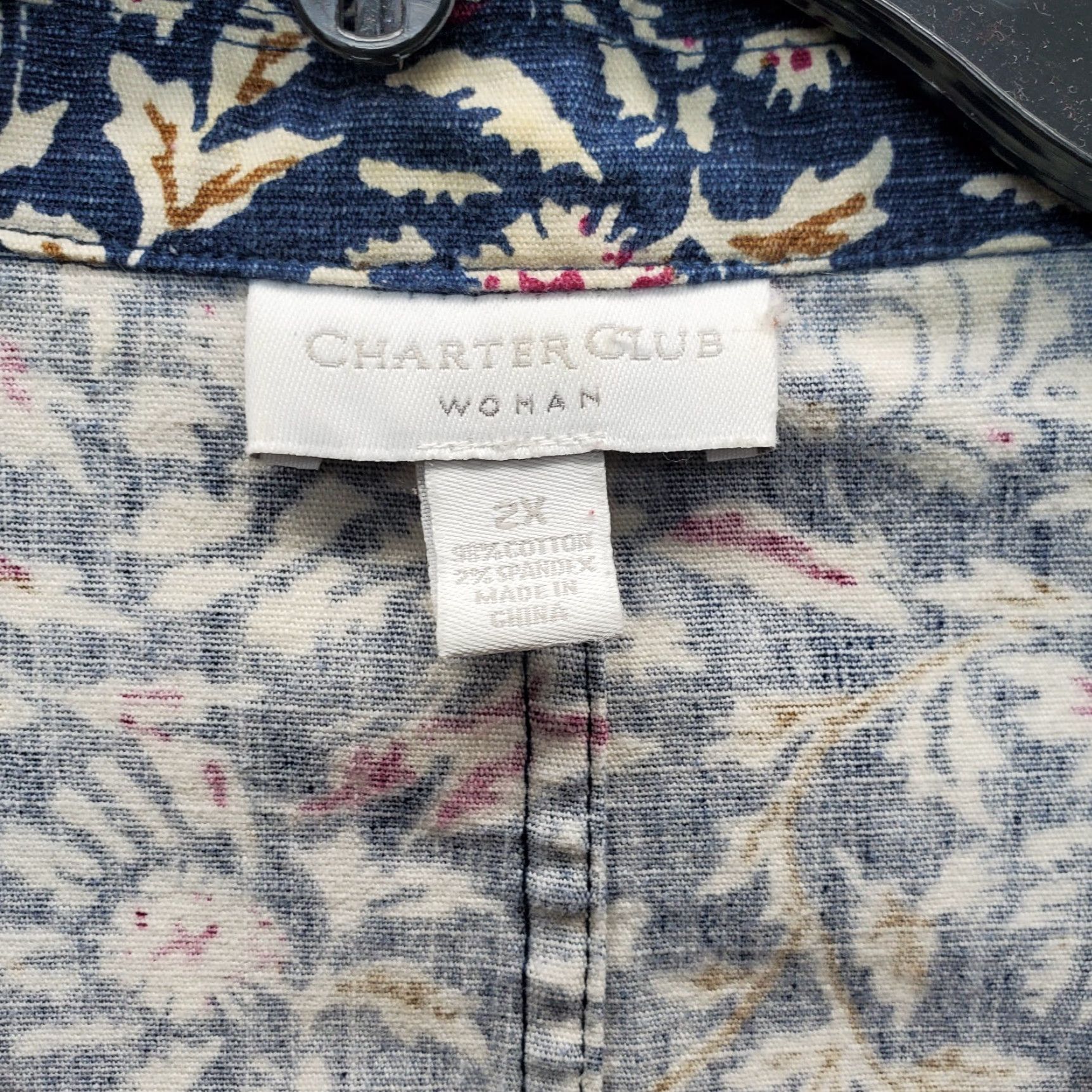 Charter Club Charter Club Shacket Womens 2X Multi Floral Long Sleeve Collared Button Front Shirt Womens Size 2X Multicolor Floral Size XXL / US 16-18 / IT 52-54 - 5 Thumbnail