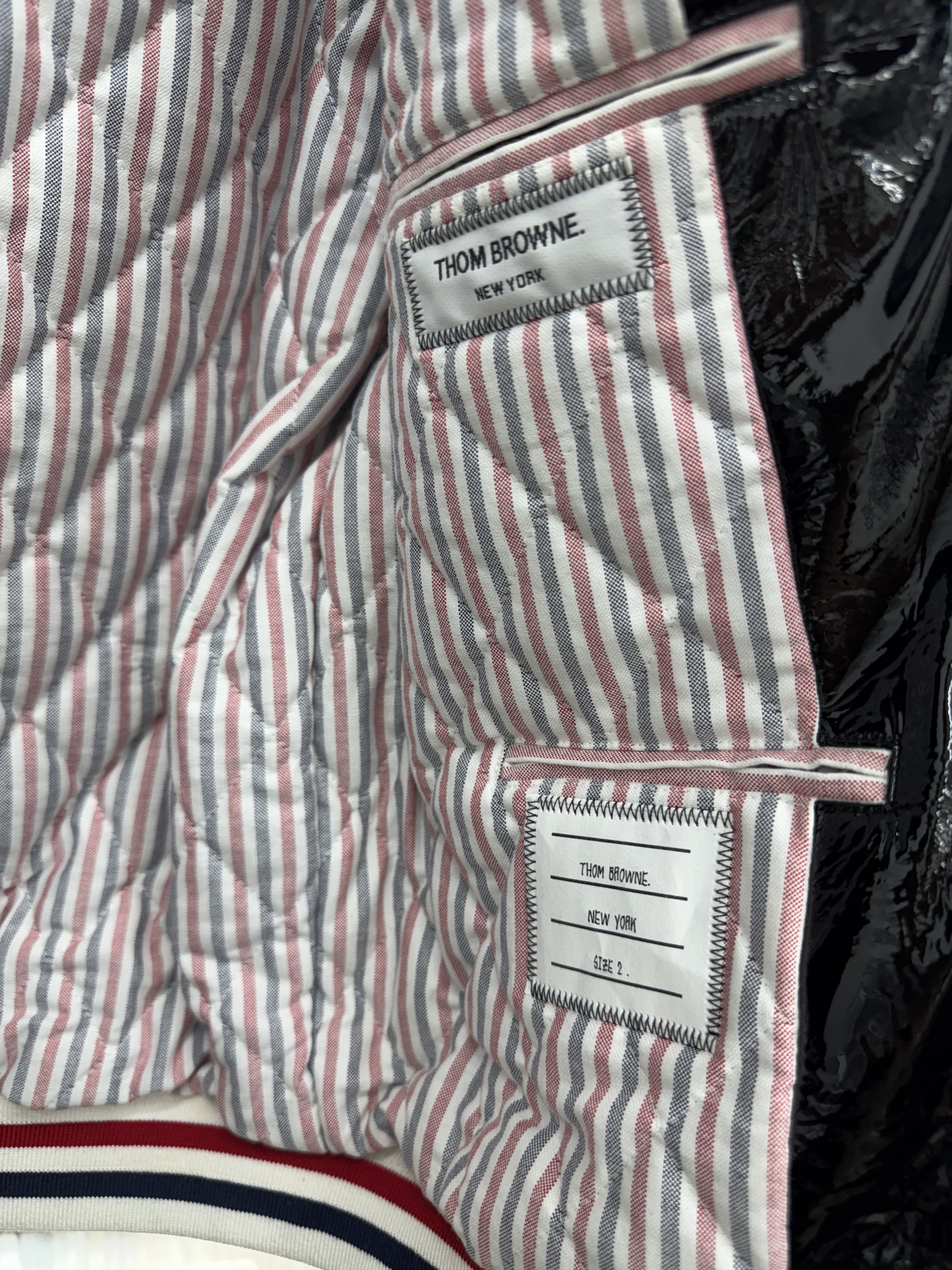 Thom Browne Fitted Varsity Jacket W/Front Zip in Patent Leather Size US M / EU 48-50 / 2 - 3 Thumbnail