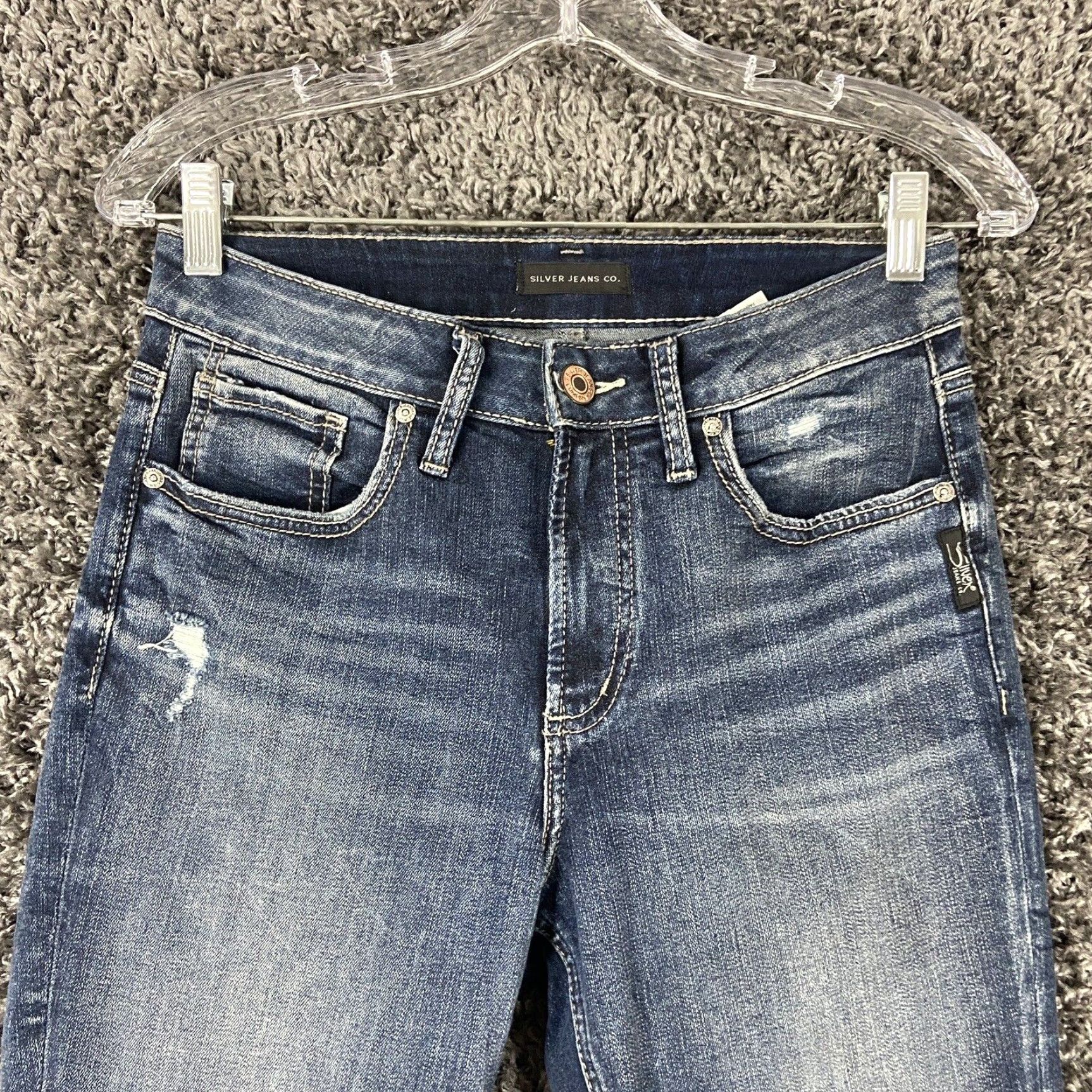 Silver Jeans Co. SILVER JEANS Avery Skinny Crop Distressed Blue Jeans Women’s 28 Size 28" / US 6 / IT 42 - 5 Thumbnail