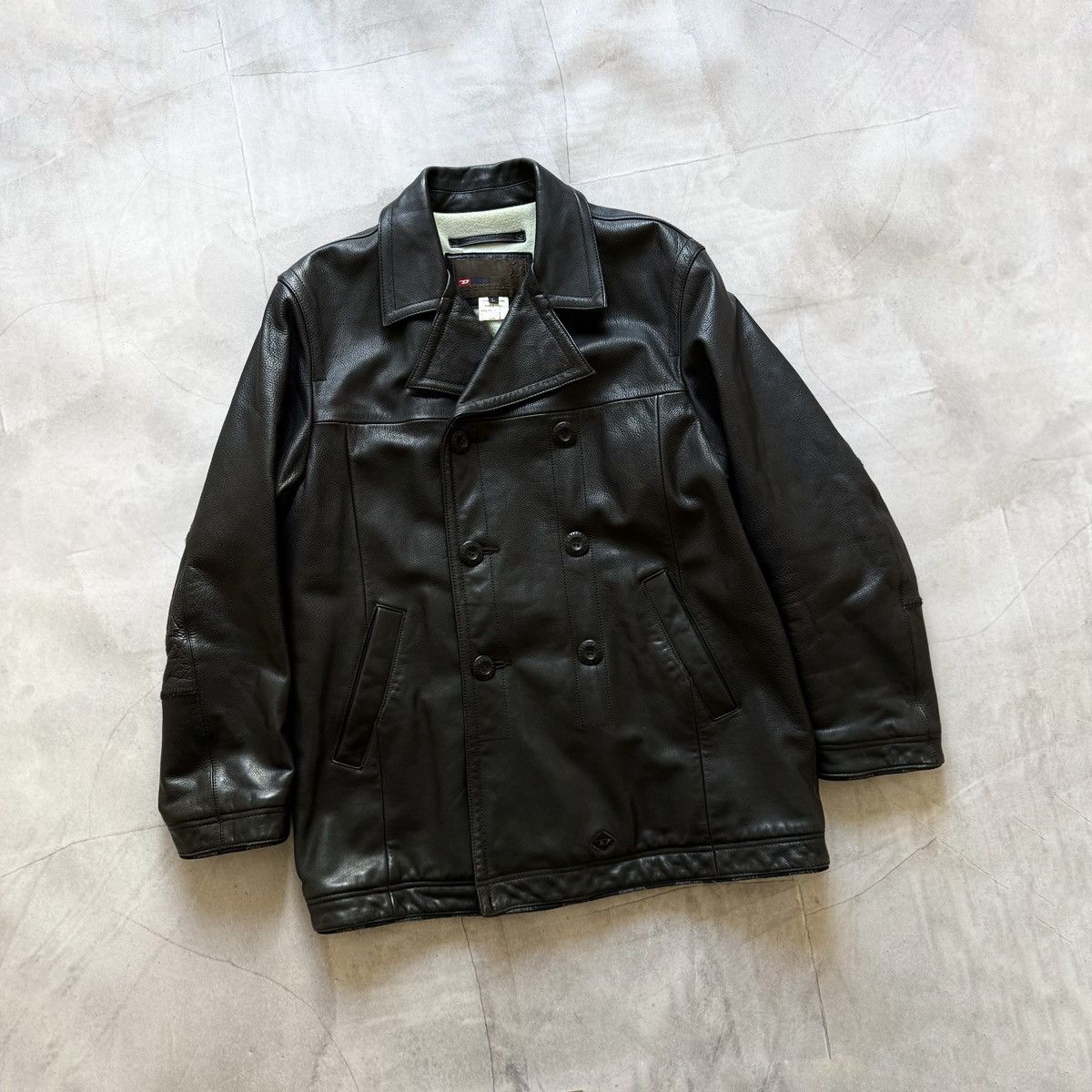Diesel Vintage 90s Diesel Double Breasted Coat Leather Y2K Jacket Size US L / EU 52-54 / 3 - 1 Thumbnail