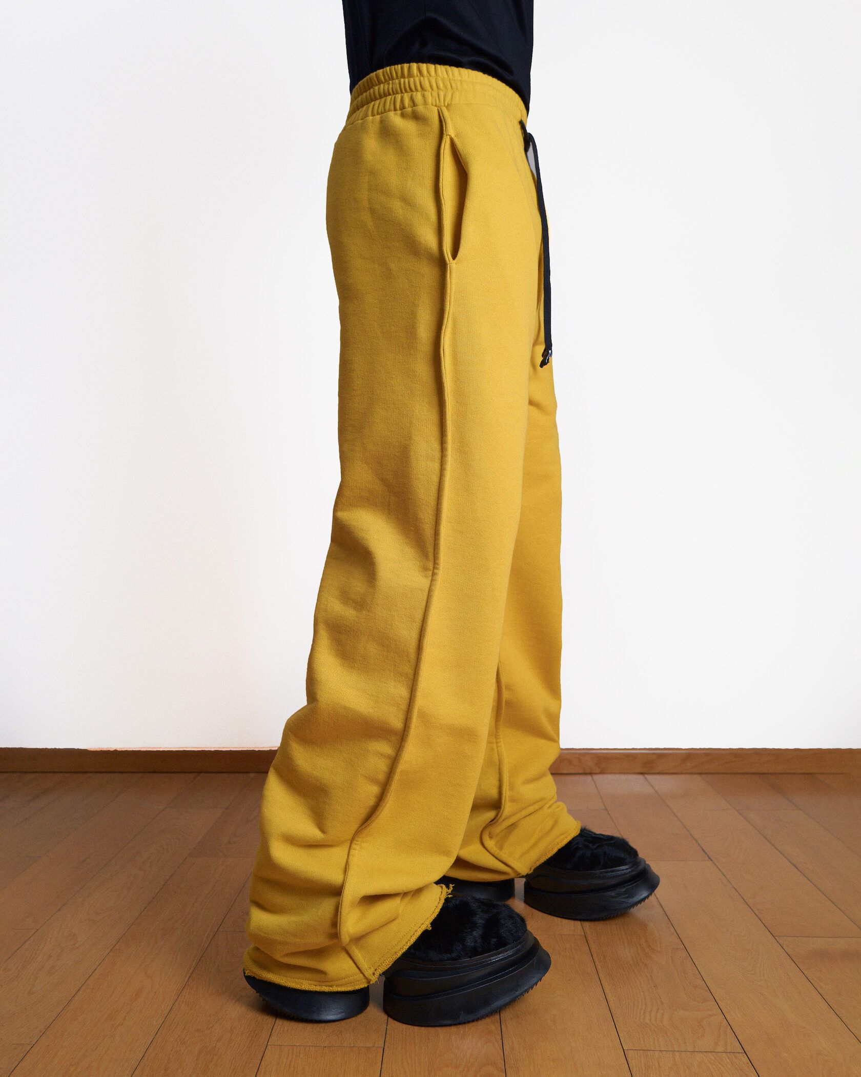 image of Individual Designer Nktrmnv Wide Heavy-Weight Cotton Trackpants in Yellow, Men's (Size 32)