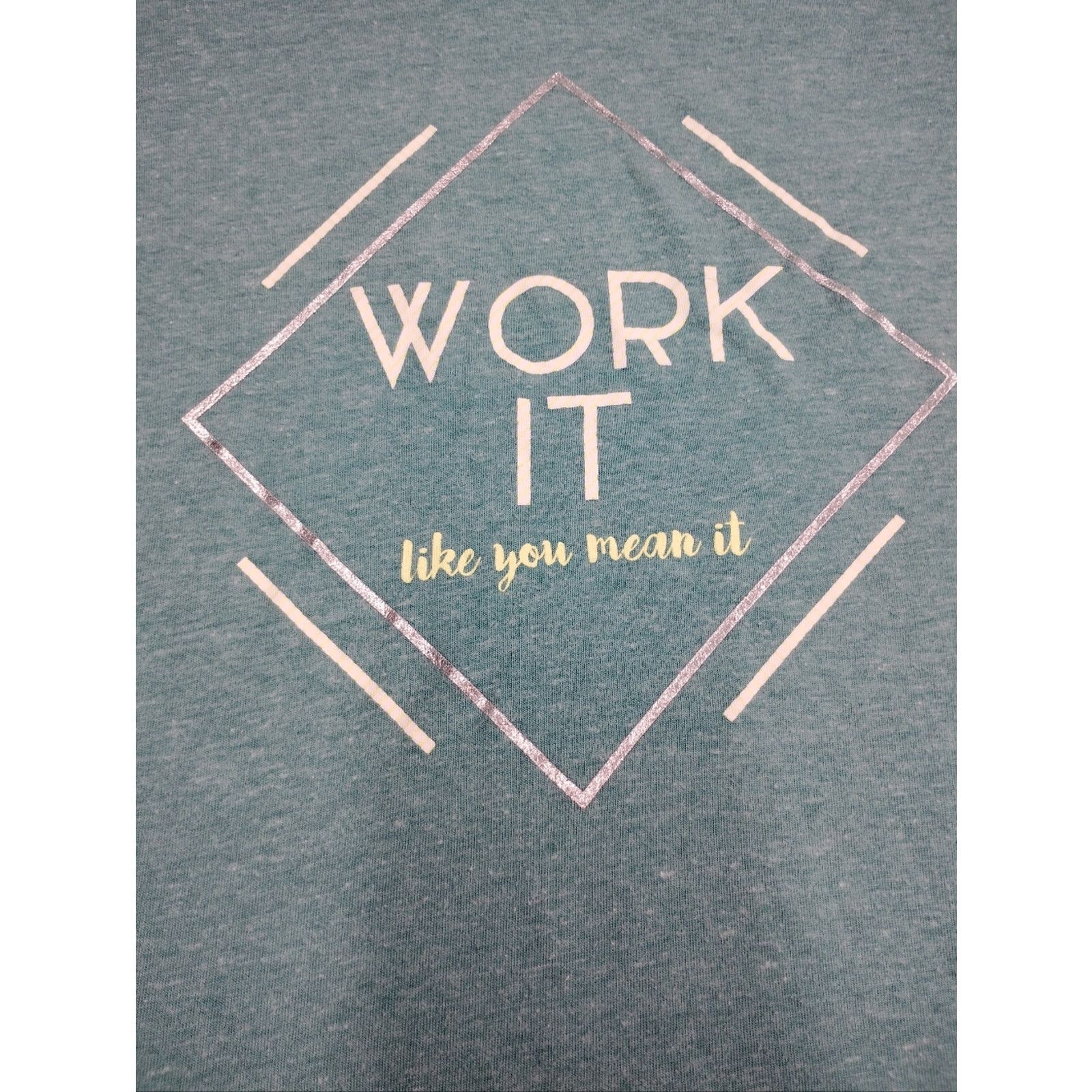 Athletic Works WORK IT Graphic V‑Neck Tee - Teal Size M / US 6-8 / IT 42-44 - 2 Thumbnail