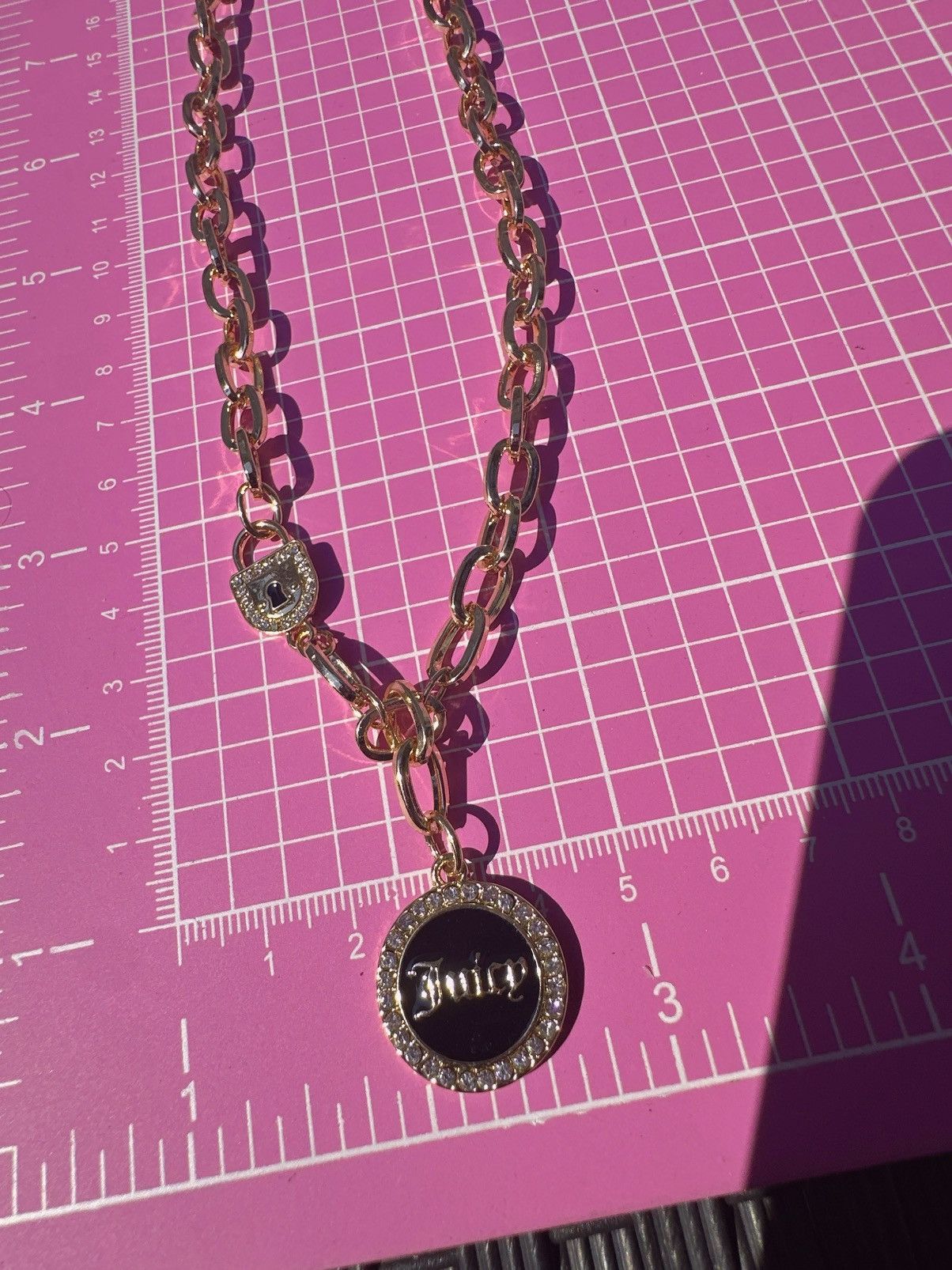 Juicy Couture Juicy Couture gold chain black charm logo diamonds paved Size ONE SIZE - 3 Thumbnail