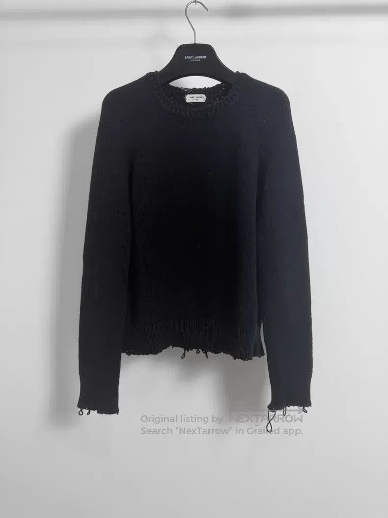 Saint Laurent Paris Saint Laurent Paris Distressed Black Knit Sweater i Size US S / EU 44-46 / 1 - 1 Thumbnail