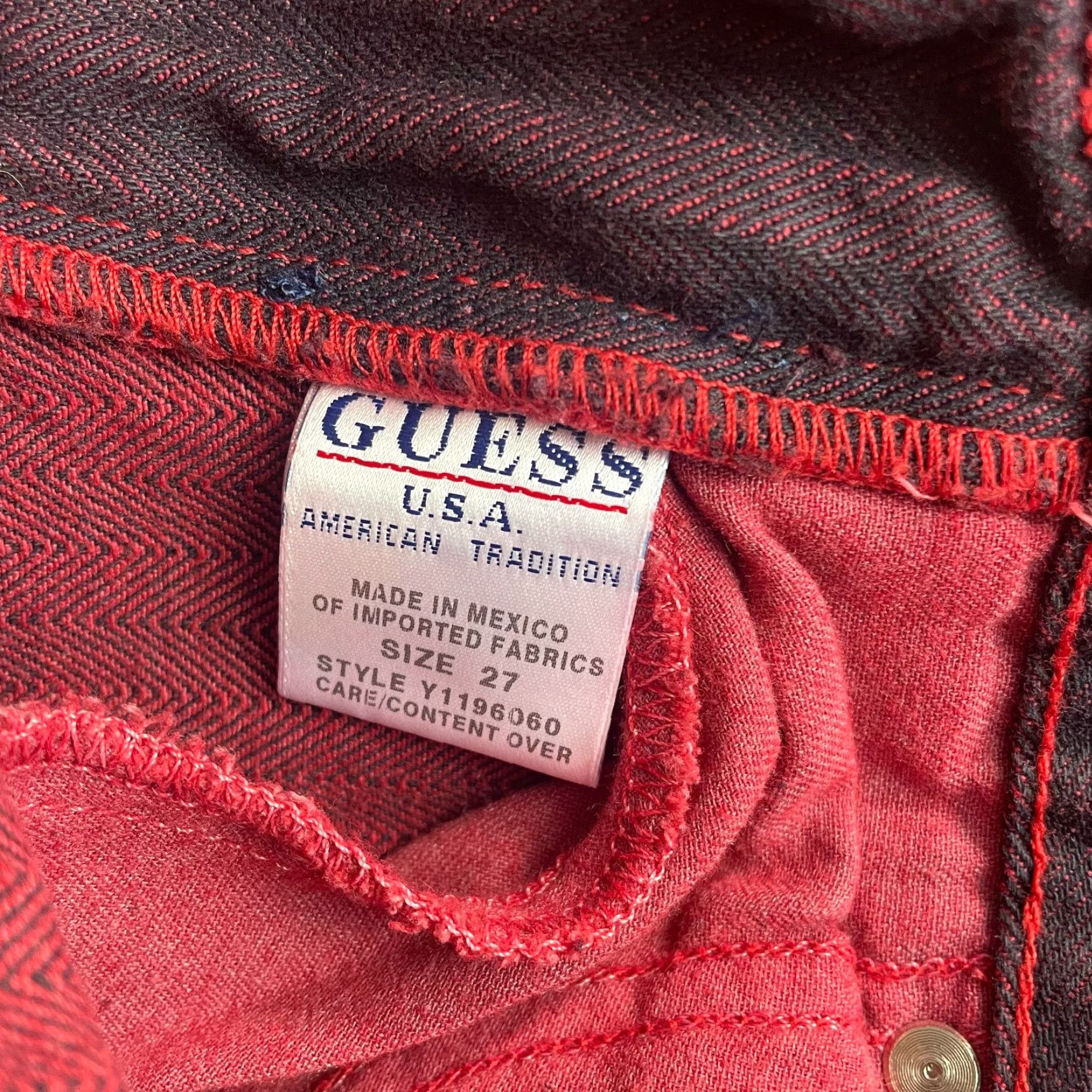 Guess VINTAGE GUESS USA Jeans Women 27x31 Red Black Striped Premium DeadStock NWT Jeans Women 27x31 Red Black Striped Premium DeadStock NWT Size 27" / US 4 / IT 40 - 5 Thumbnail