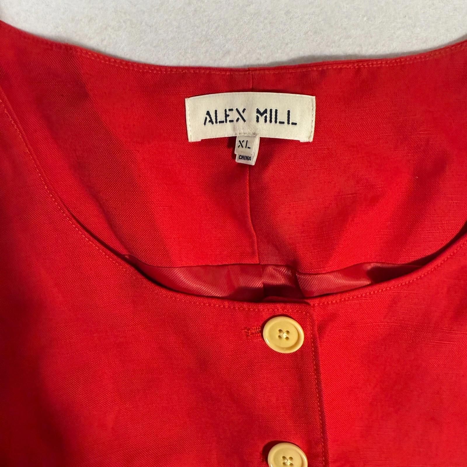 Alex Mill Alex Mill Vest Womens XL Red Scoop Neck Vest Linen Cotton Size XL / US 12-14 / IT 48-50 - 3 Thumbnail