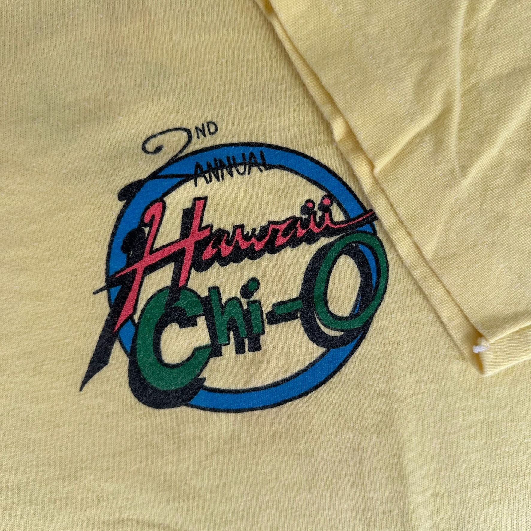 Vintage Vintage 80s Chi Omega Hawaii Owl T-Shirt Luau Boxy Pastel Ye Size US L / EU 52-54 / 3 - 5 Thumbnail
