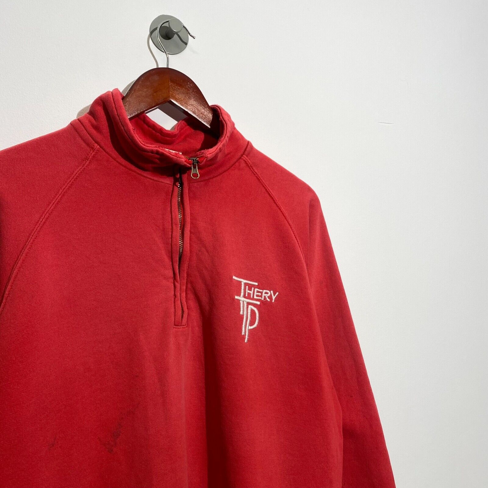 Vintage Vintage Unisex Red Cotton Sweatshirt Size L Washed 90s Size US L / EU 52-54 / 3 - 4 Thumbnail