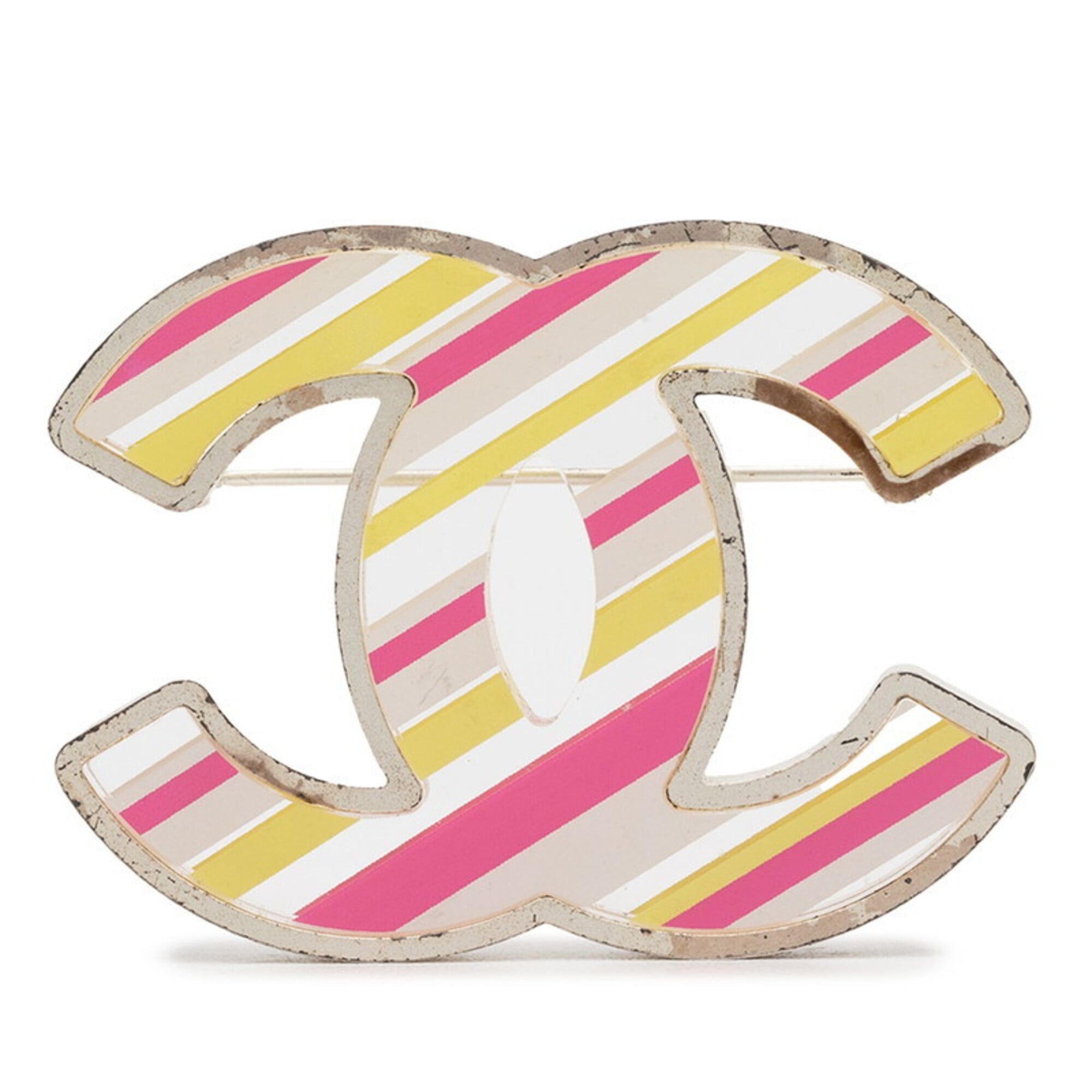 Chanel Chanel Coco Mark Brooch 06C Silver Yellow Pink Metal Women's CHANEL Size ONE SIZE - 1 Thumbnail