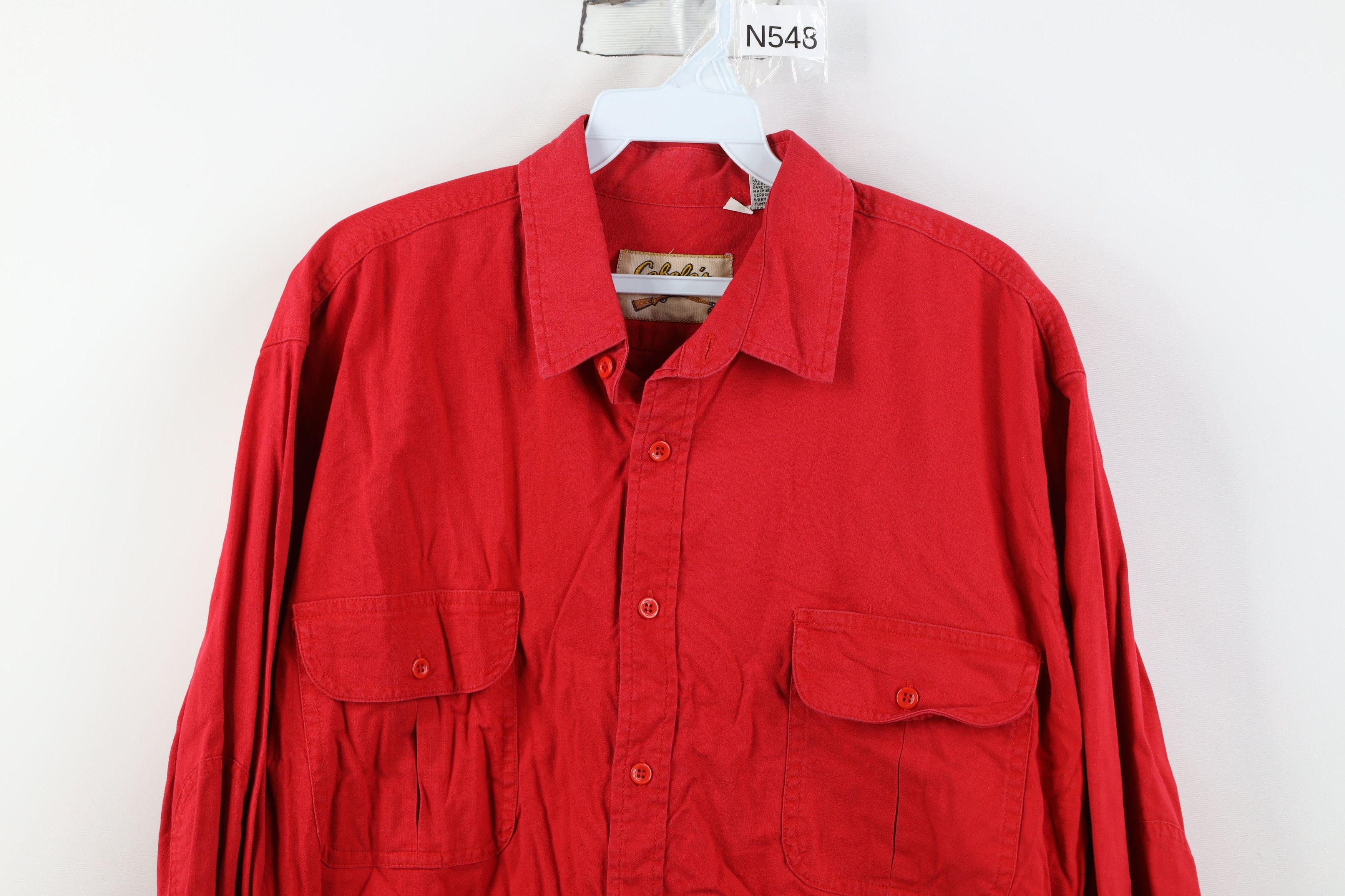 Cabelas Vintage 80s 90s Cabelas Pocket Collared Button Shirt Red Size US L / EU 52-54 / 3 - 2 Thumbnail