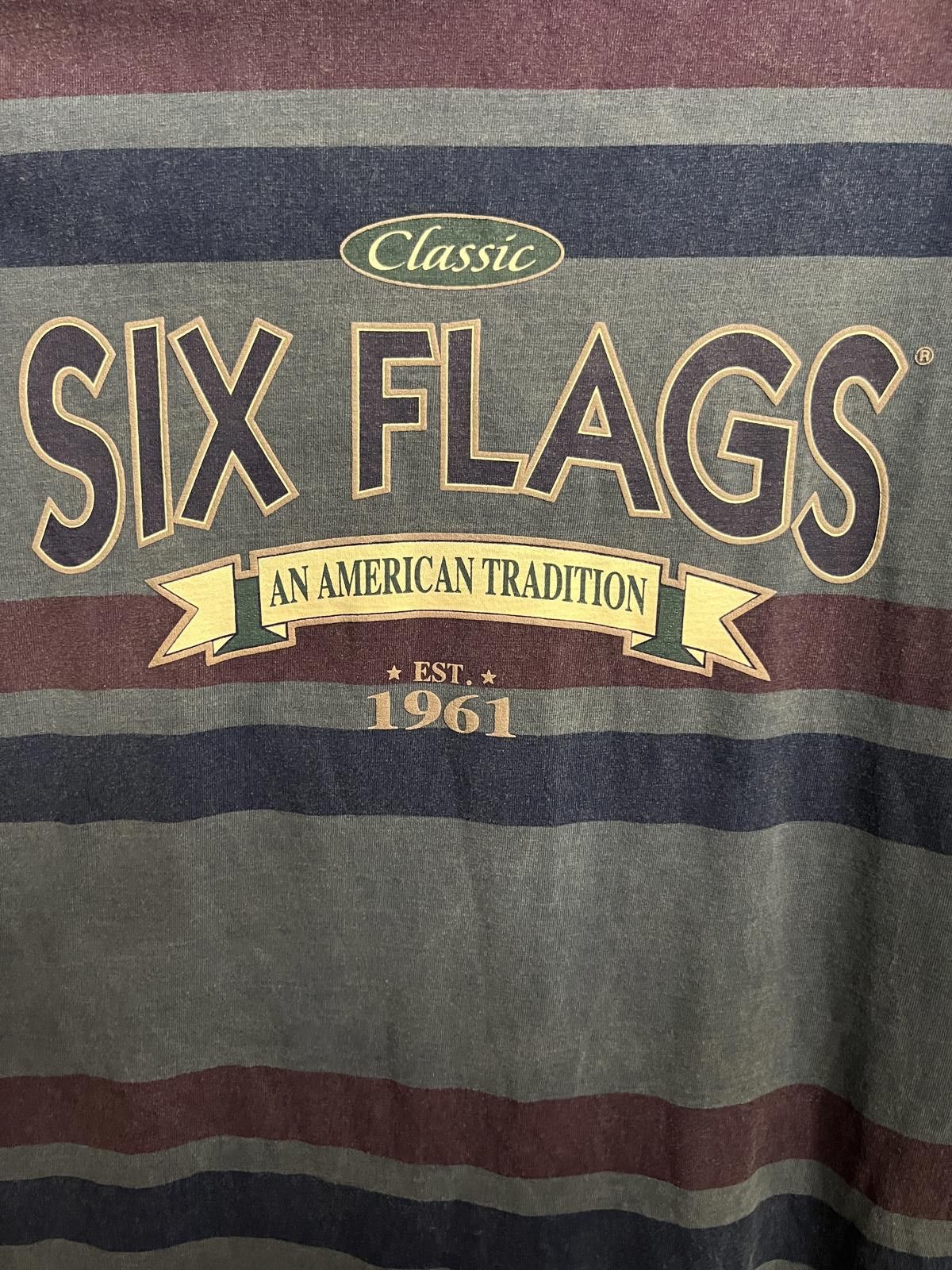 Designer Y2K Six Flags Striped Tee Est 1961 T-shirt Made in USA -L Size US L / EU 52-54 / 3 - 3 Thumbnail