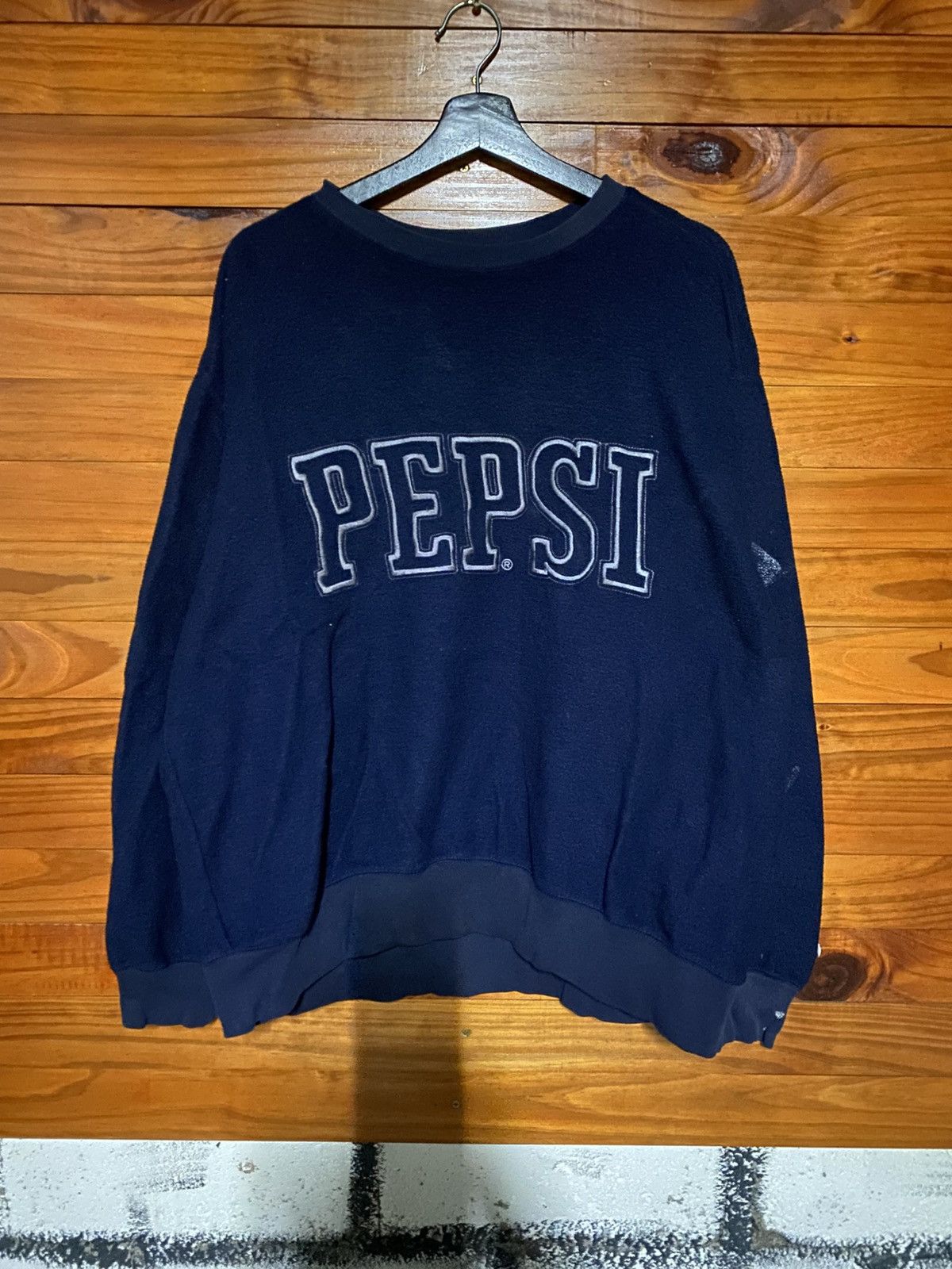 Pepsi Vintage 1990s Pepsi Crewneck Sweatshirt – Navy Blue Fleece Size US XL / EU 56 / 4 - 3 Thumbnail