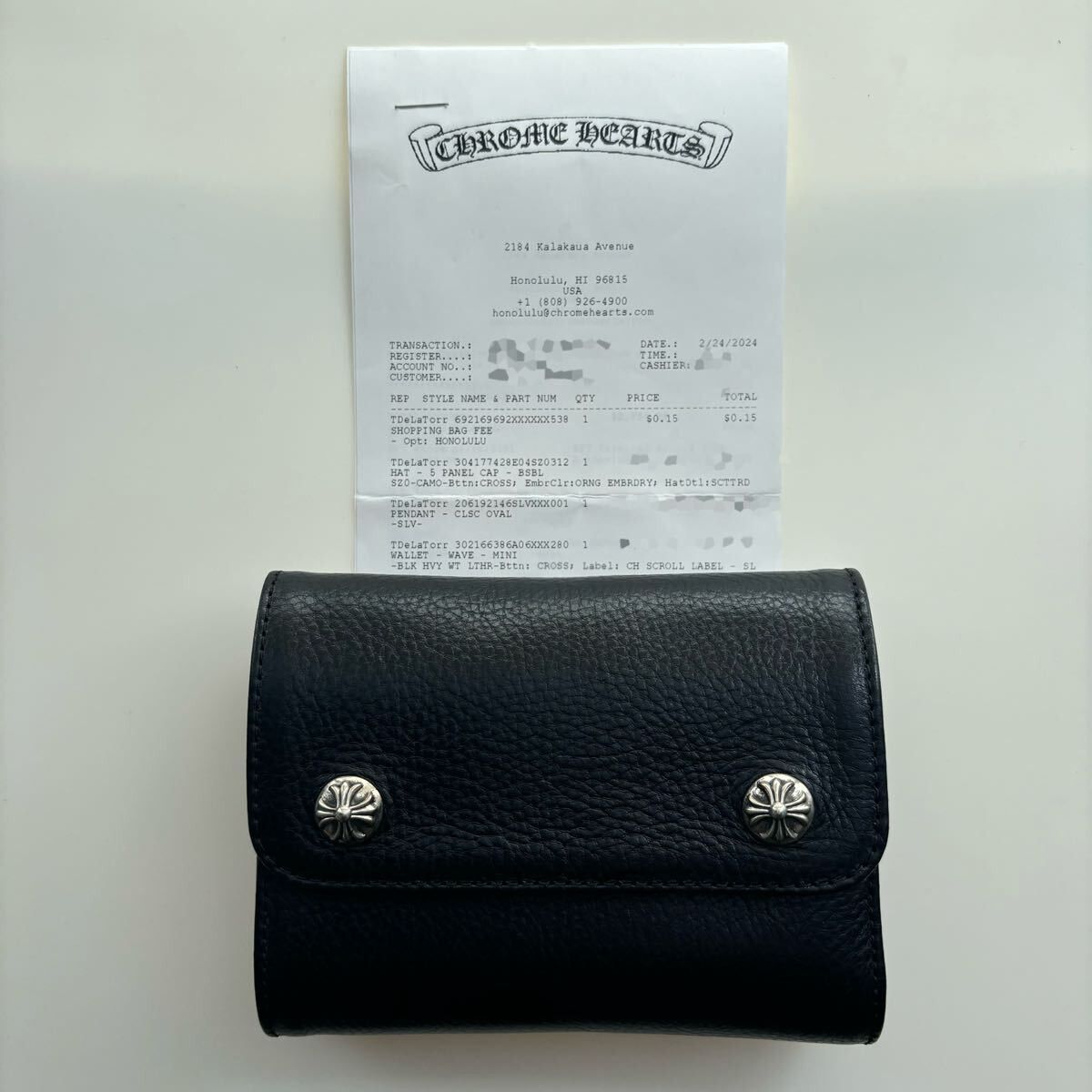 image of Chrome Hearts Wave Mini Leather Wallet Black, Women's