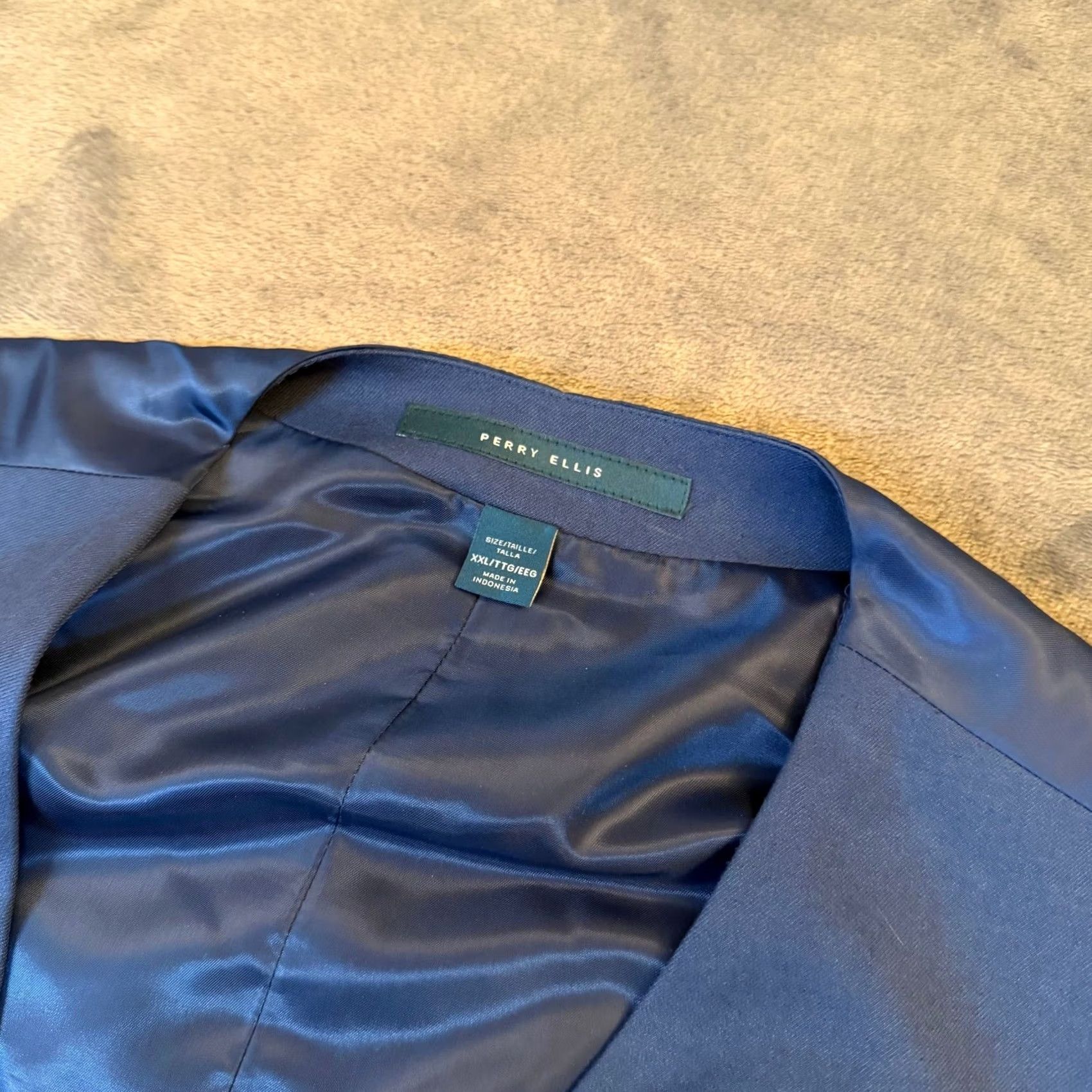 Perry Ellis Perry Ellis Suit Vest Mens 2XL Blue Adjustable Back Strap Stretch NWT Size 48R - 2 Thumbnail