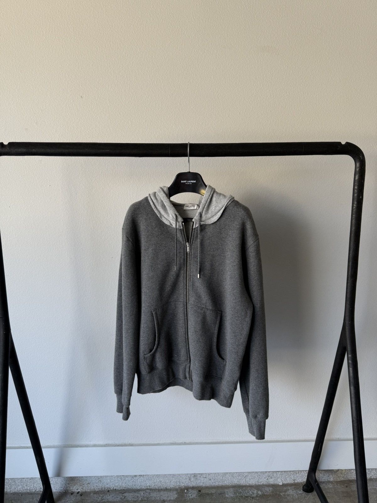 Saint Laurent Paris Saint Laurent Paris SS21 Two Tone Hybrid Zip Up Hoodie Size US XS / EU 42 / 0 - 6 Thumbnail