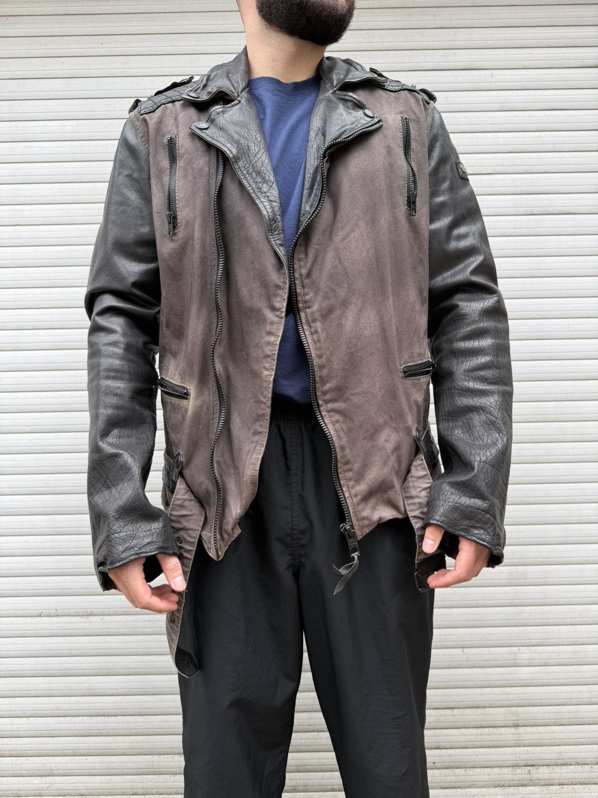 If Six Was Nine Rick Owens Style Bomber Cropped Leather Jacket Distressed Size US L / EU 52-54 / 3 - 14 Thumbnail