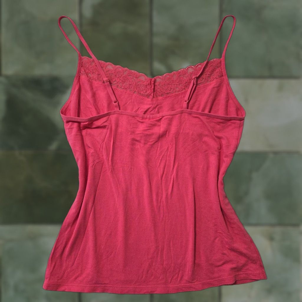 Old Navy VINTAGE Old Navy Camisole Tank Top Cami Womens S Pink Lace Trim Spaghetti Strap Y2K Fairycore 00s Coquette Adjustable Strap Femmes (Girls/Womens) Size S / US 4 / IT 40 - 1 Thumbnail