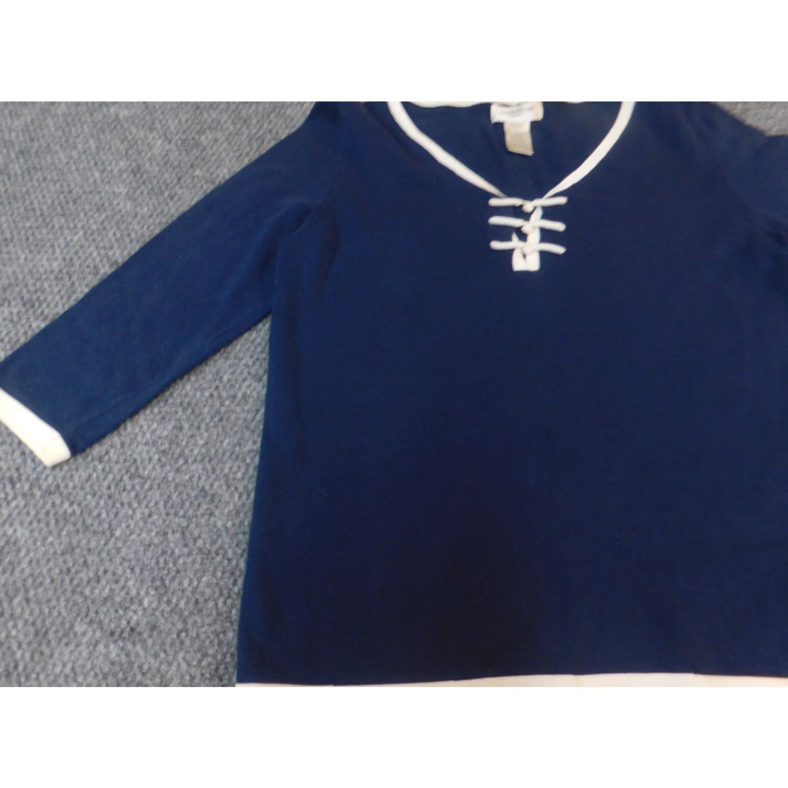 Jones New York Jones New York Sweater Womens Pullover V-Neck Blue Adult Small Size S / US 4 / IT 40 - 3 Thumbnail