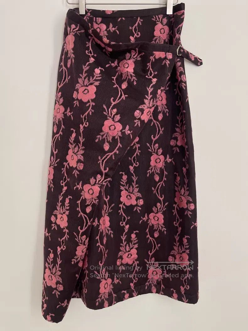 Comme Des Garcons size M Brown-pink lace flower half skirt