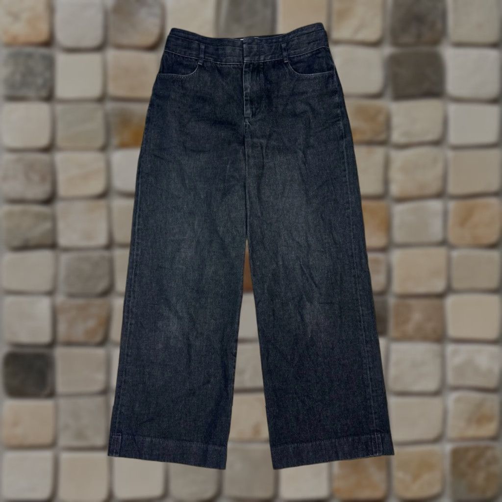 Vince Vince Jeans Womens 29 Black Denim Cotton Double Waistband Wide Leg Casual 31x31 Size 29" - 1 Thumbnail