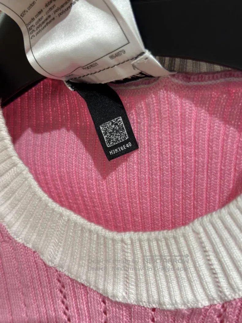 Chanel Chanel Peach pink white border knitted short sleeves Size XS / US 0-2 / IT 36-38 - 6 Thumbnail