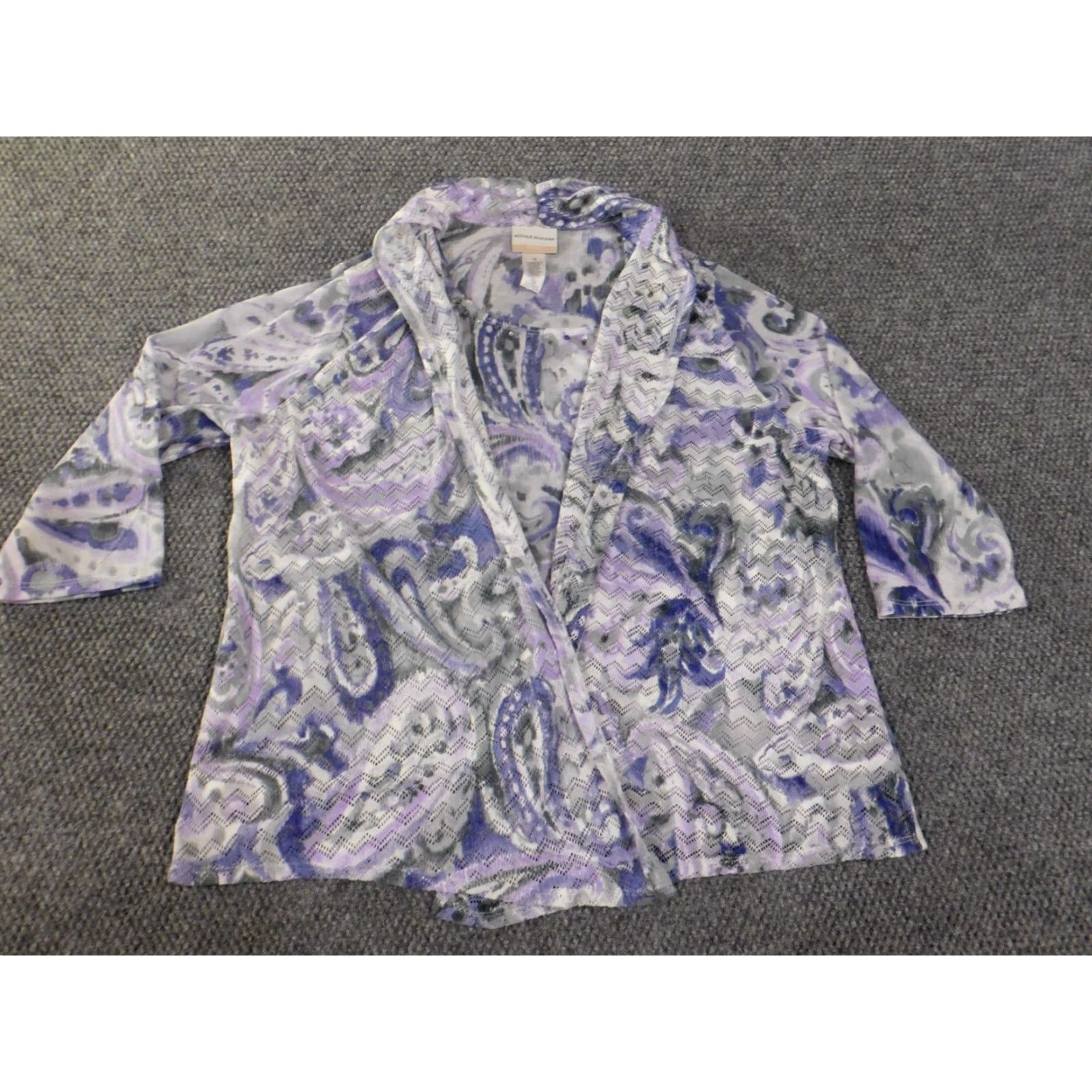 Vintage Alfred Dunner Blouse Women's 1X Purple Geometric Lined Knit Polyester Pullover Casual Shawl Cape Top Geometric Pattern Kang Size XL / US 12-14 / IT 48-50 - 2 Thumbnail