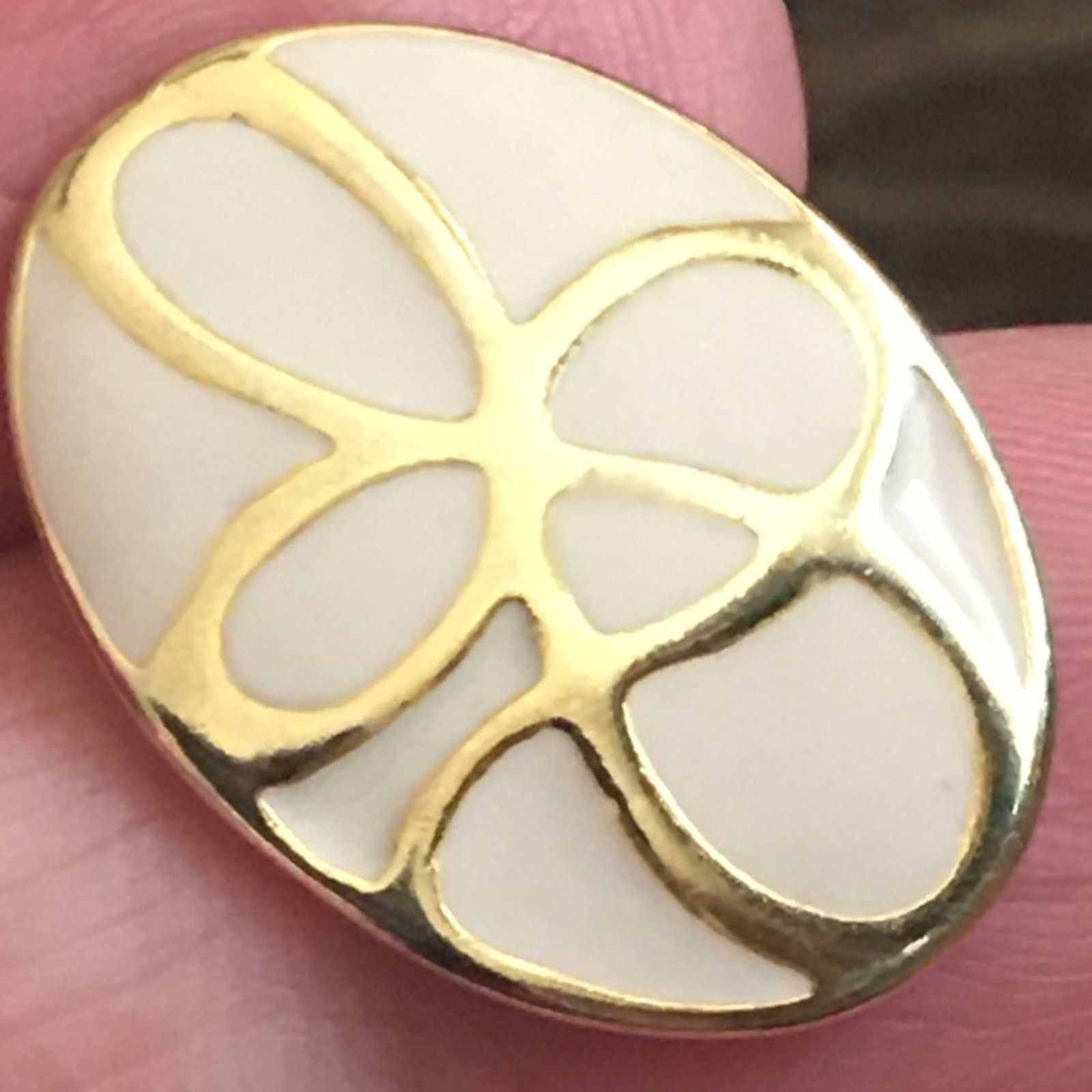 Vintage Vintage cream enamel gold setting pierced earrings Size ONE SIZE - 4 Thumbnail