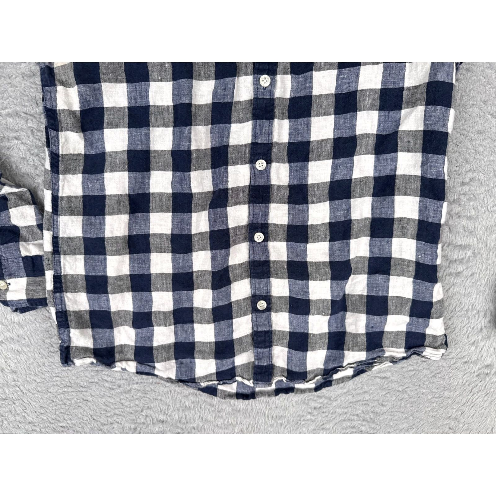 Murano Baird McNutt Shirt Women Medium Blue Plaid Button-Up Slim Fit Linen Size M / US 6-8 / IT 42-44 - 5 Thumbnail