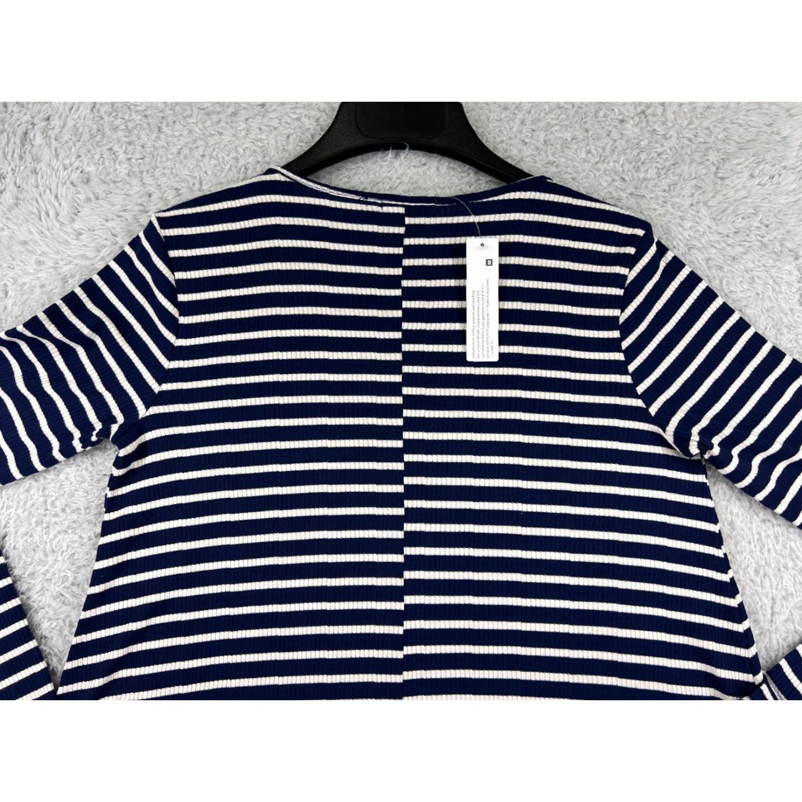 Vintage LA made Dress Womens M Blue White Striped Mini Long Sleeve Polyester Blend Size M / US 6-8 / IT 42-44 - 6 Thumbnail