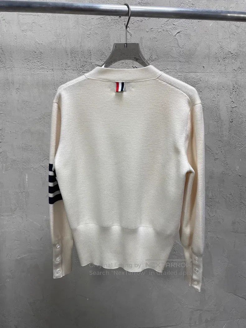 Thom Browne Thom Browne Beige Pure Wool Knit Cardigan Size US XXS / EU 40 - 2 Thumbnail