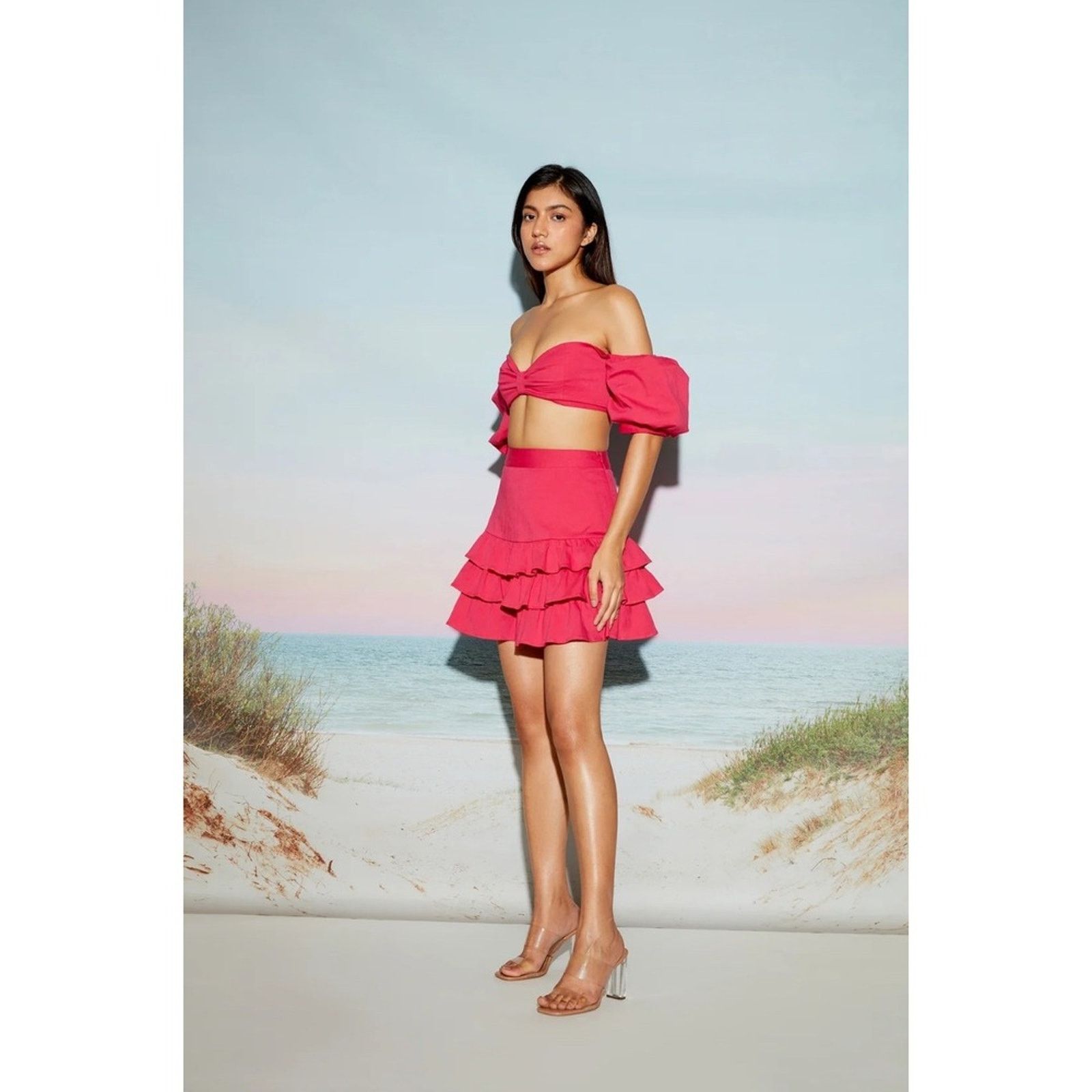 IRAK IRA Pink Set Puff Sleeve Crop Top Ruffle Hem Skirt M Size M / US 6-8 / IT 42-44 - 10 Thumbnail
