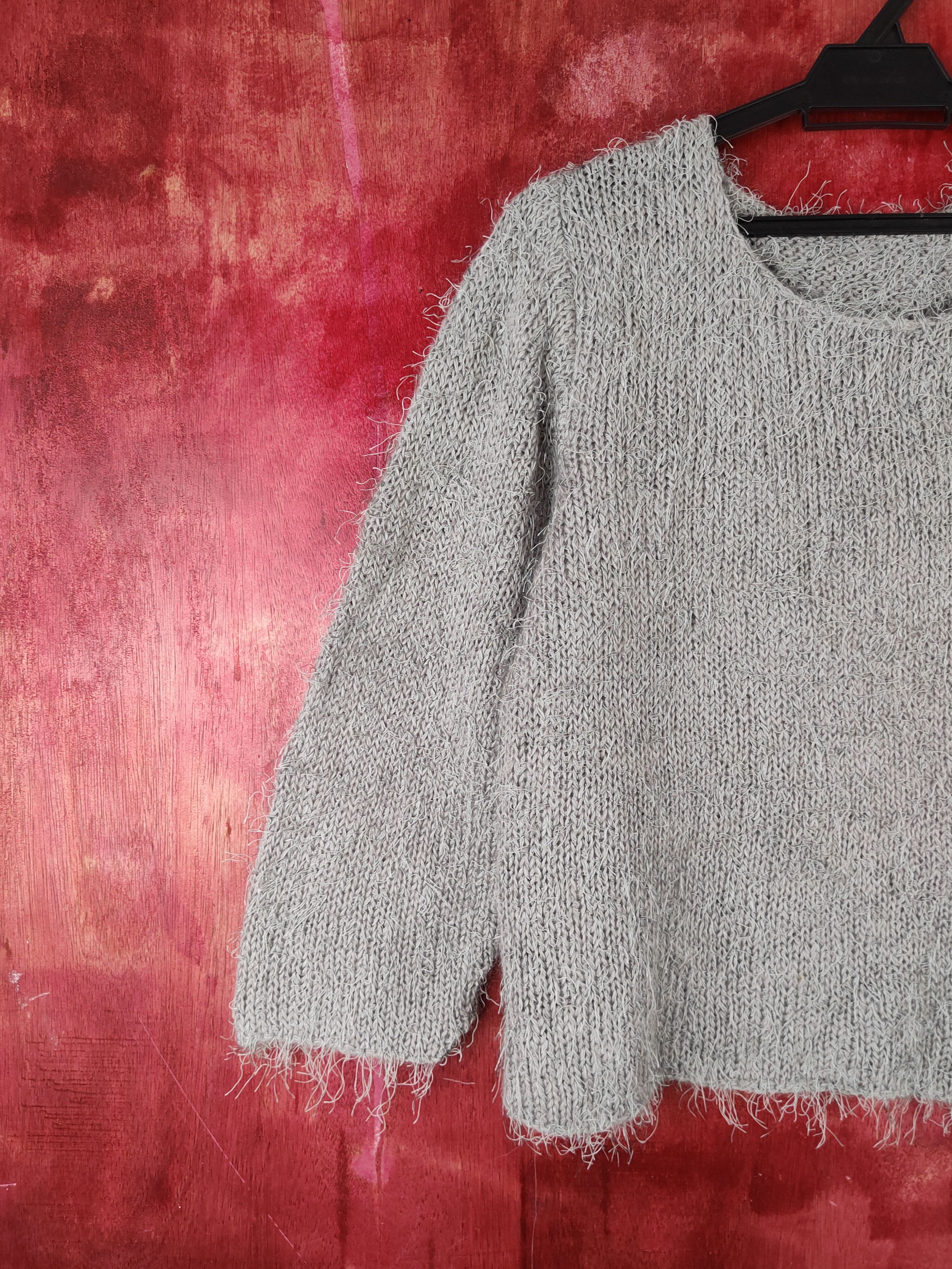 Japanese Brand × Vintage Japanese Brand Gray Shag Shaggy Fur Mohair Knitwear #S1914 Size M / US 6-8 / IT 42-44 - 3 Thumbnail