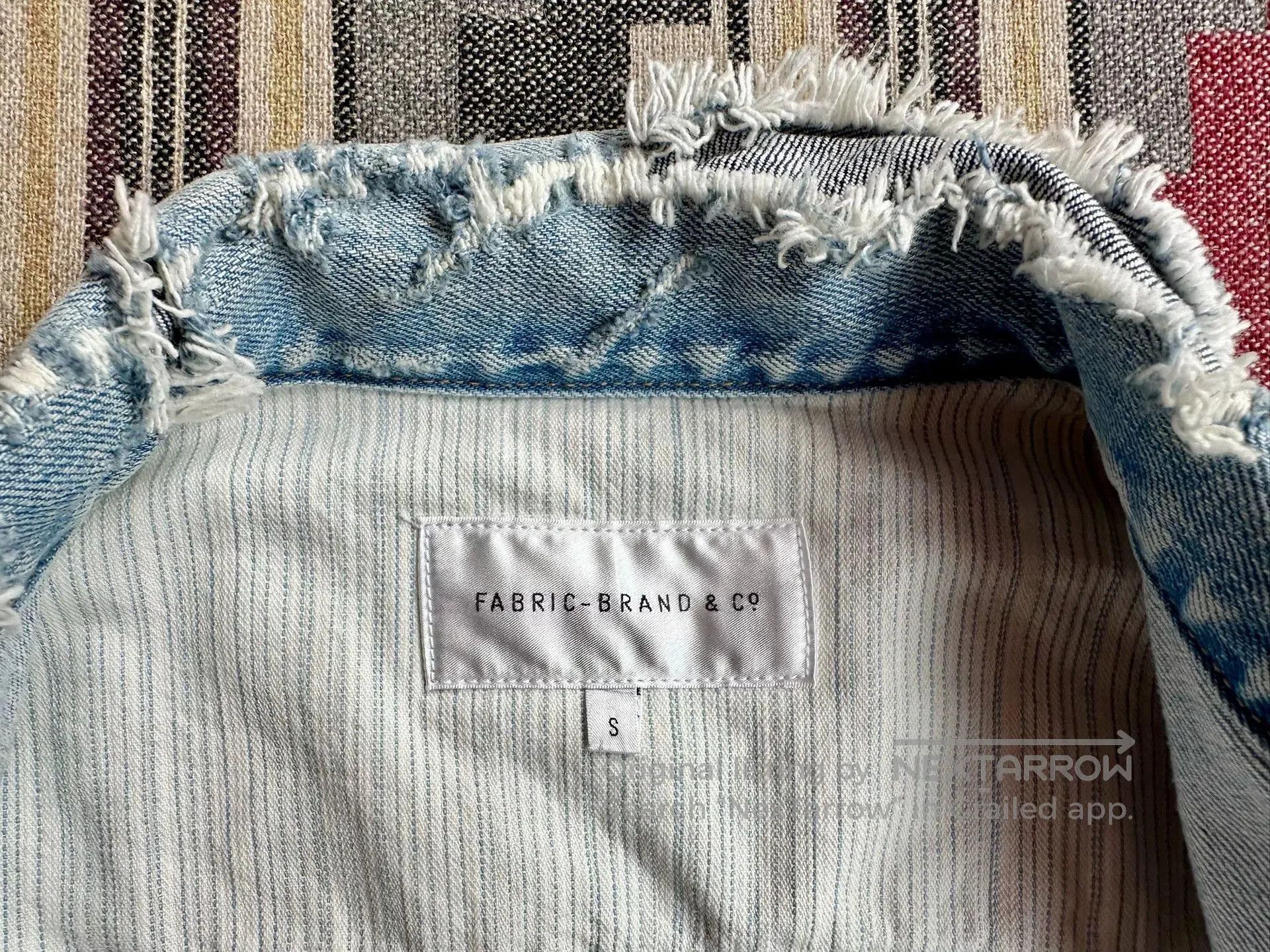 Fabric Brand & Co. denim jacket with distressed details. Size US S / EU 44-46 / 1 - 4 Thumbnail