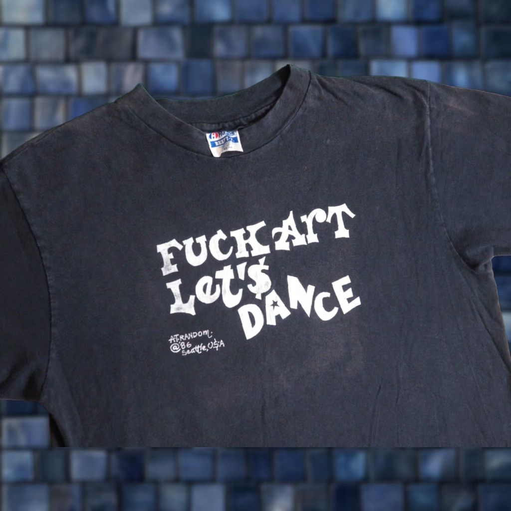 Hanes VTG Hanes T-Shirt Punk Black Logo 80s F**k Art Lets Dance Faded Tee Men L Size US L / EU 52-54 / 3 - 1 Thumbnail