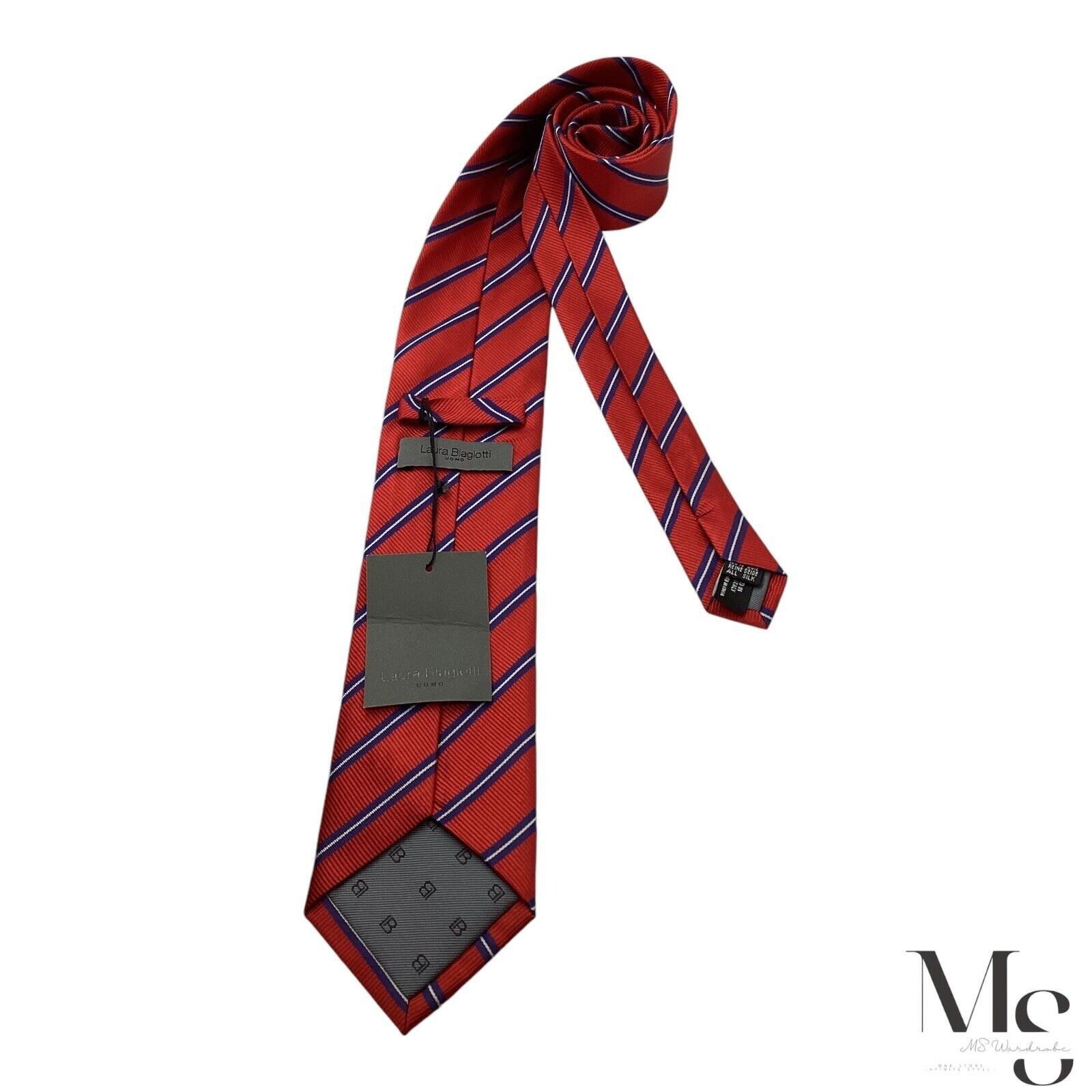 Laura Biagiotti LAURA BIAGIOTTI Red Striped Luxury Silk Tie Made In Italy W: Size ONE SIZE - 1 Thumbnail