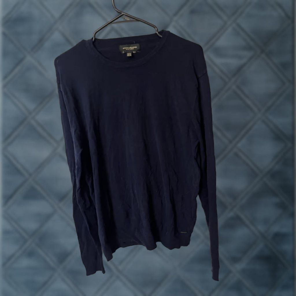Denime VINTAGE Denim & Flower Men’s Shirt XL Long Sleeve Navy Blue Textured Pullover Crew Neck Cotton Fleece Flower Pattern Mens XL Navy Blue Shirt Size US XL / EU 56 / 4 - 1 Thumbnail