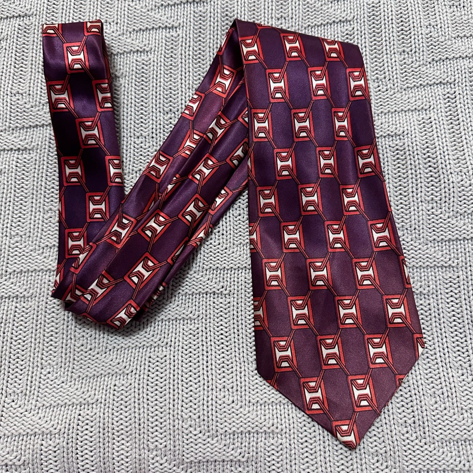 Vintage Vintage Rhodia maroon patterned satin tie Size ONE SIZE - 1 Thumbnail