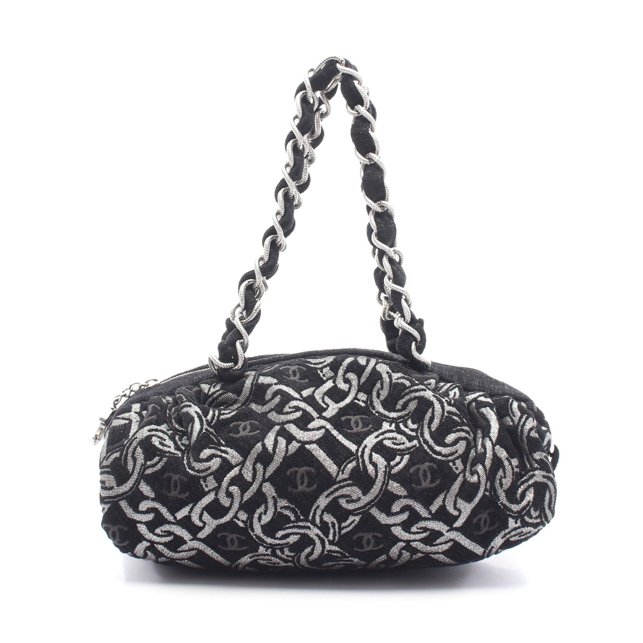 Chanel Chanel Coco Mark Chain Handbag Velor Black Silver Hardware Size ONE SIZE - 1 Thumbnail