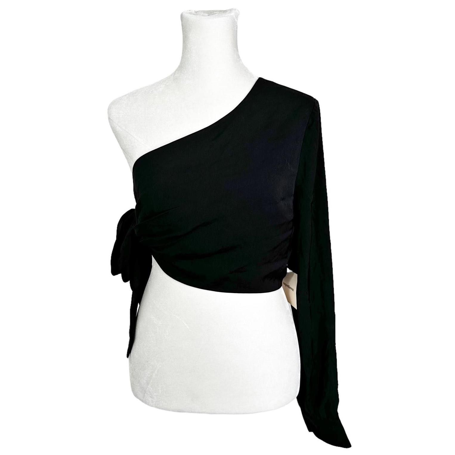 REVOLVE × superdown NWT Superdown Charlotte One Shoulder Crop Top Black Womens S Size S / US 4 / IT 40 - 3 Thumbnail