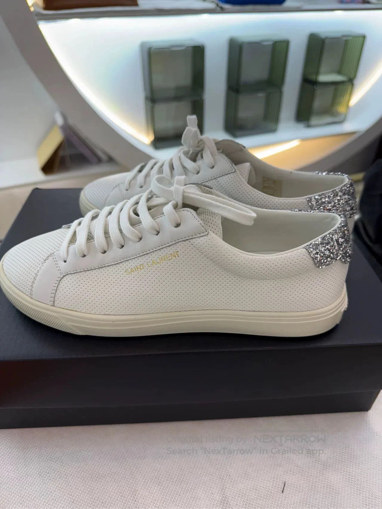 Yves Saint Laurent YSL Silver Diamond Tail White Sneakers. Size US 6 / IT 36 - 1 Thumbnail