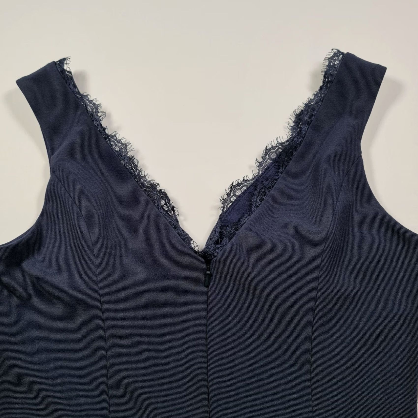Vintage JS Collections Womens Maxi Dress Navy Blue 14 UK Sleeveless V-Neck Zip Dry Clean Only Elastene/Polyester UK14 Maxi Dress Party Cocktail Wedding Womens Size XL / US 12-14 / IT 48-50 - 7 Thumbnail