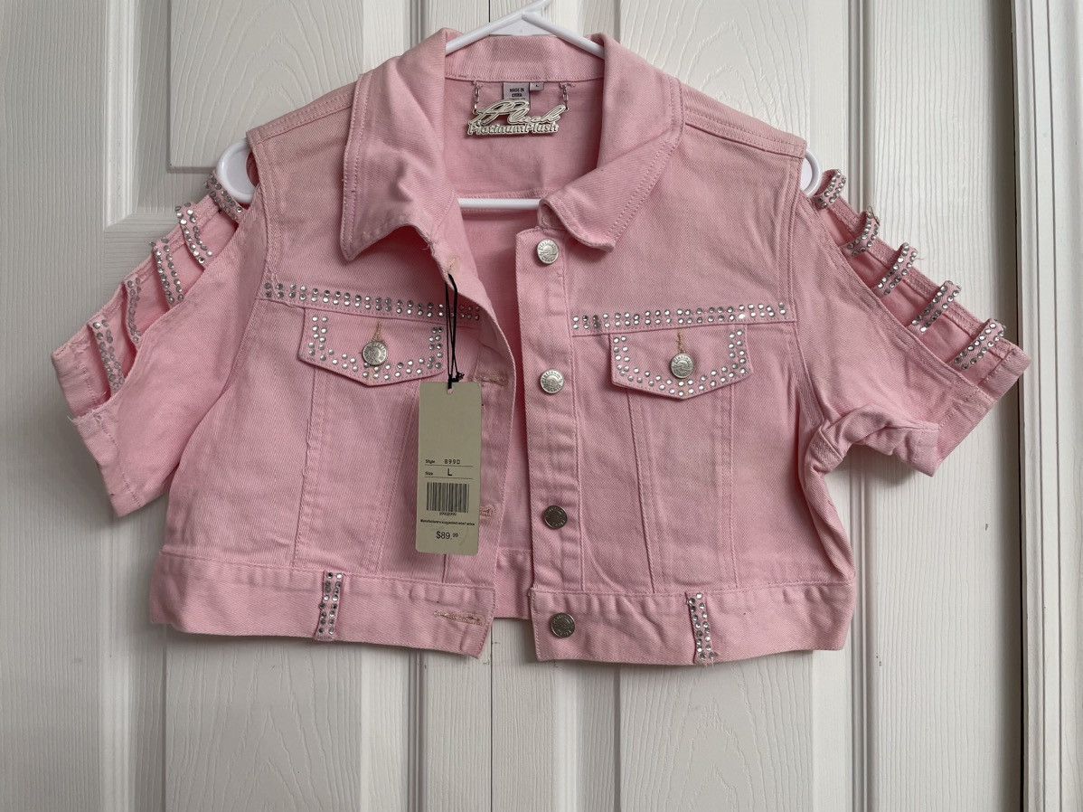 Vintage Vintage Platinum Plush Pink Jacket With Rhinestones Size L / US 10 / IT 46 - 1 Thumbnail